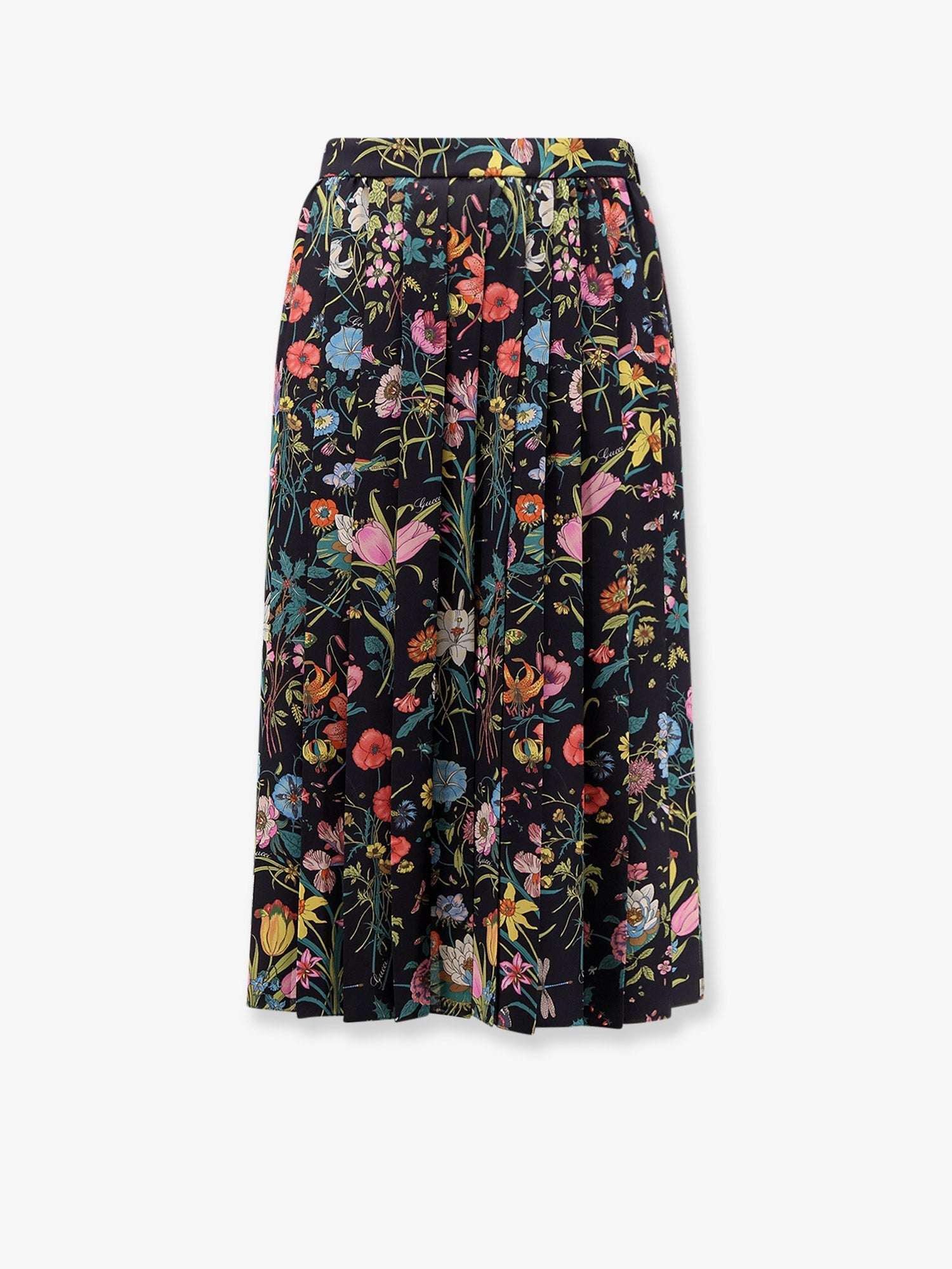 Gucci Silk Midi Skirt With Floral Print