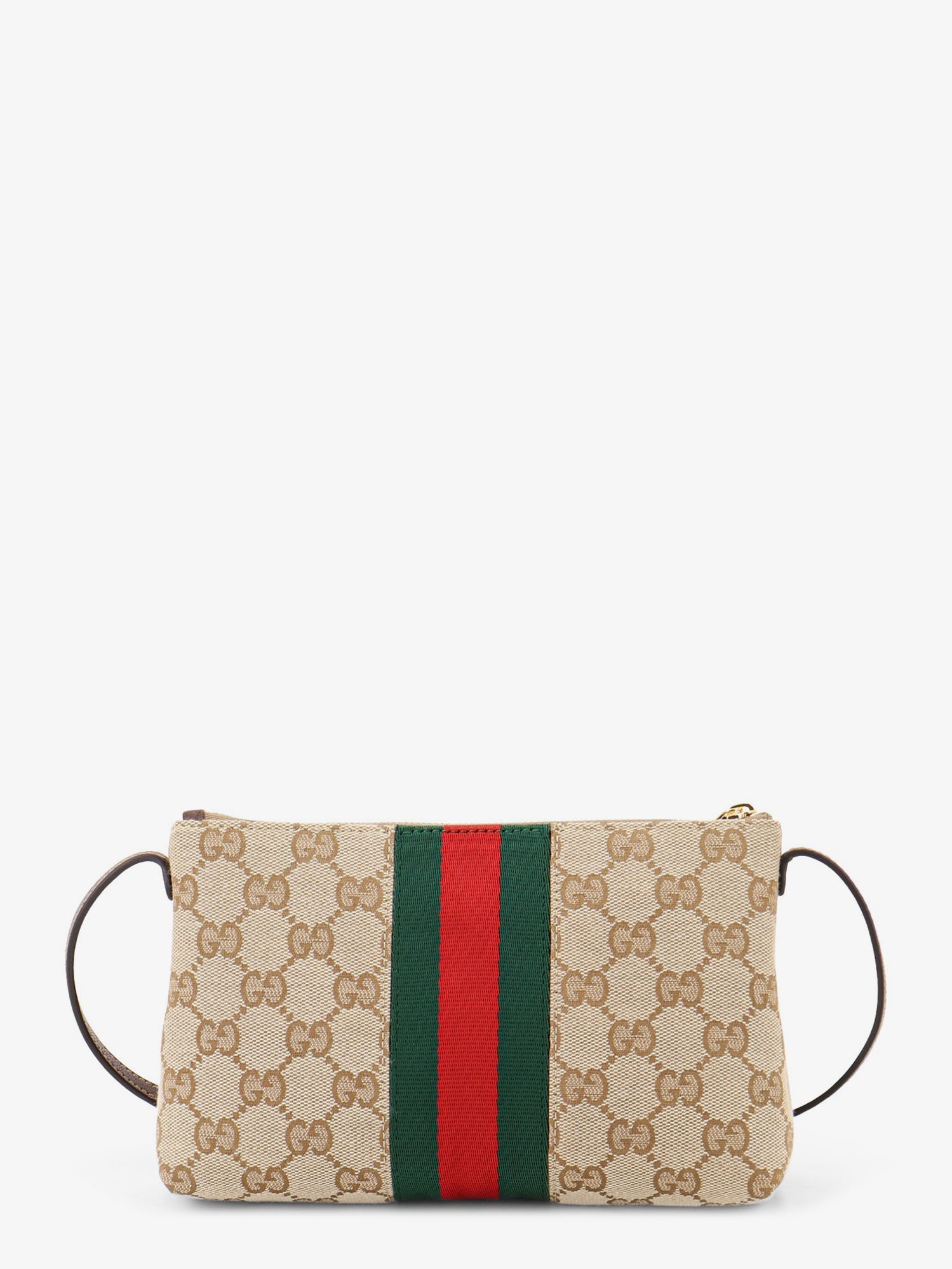 Gucci Gg Fabric Crossbody With Nastro Web Detail On The Front