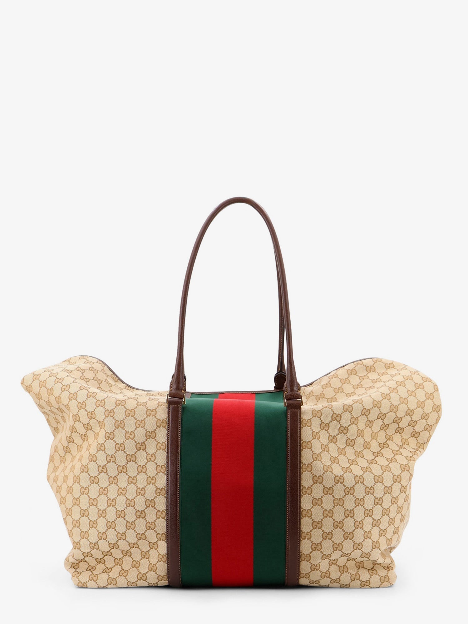 Gucci Gg Fabric Travel Bag With Web Detail On The Front