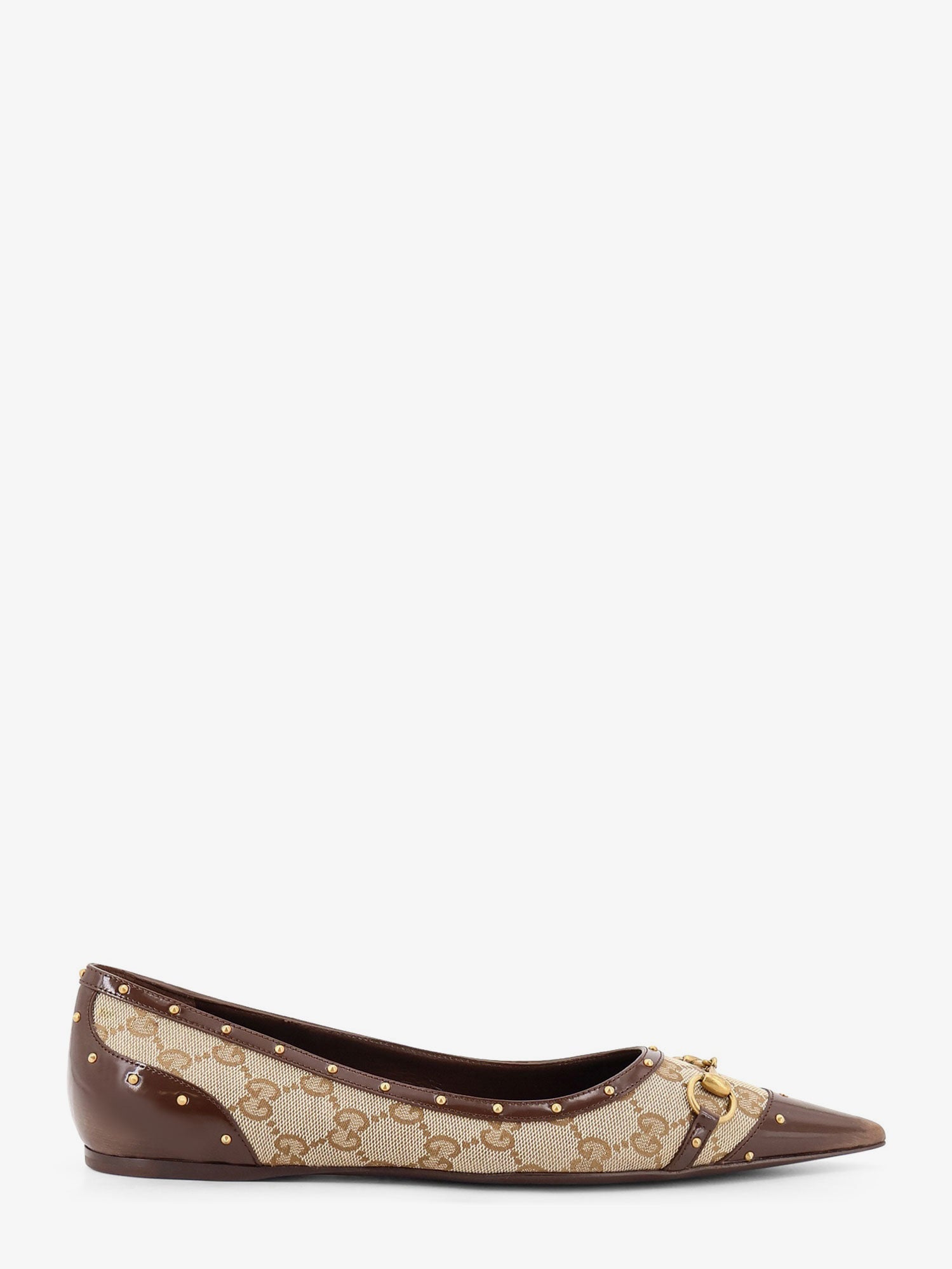 Gucci Savoy Gg Fabric Ballerinas With Stud Detail