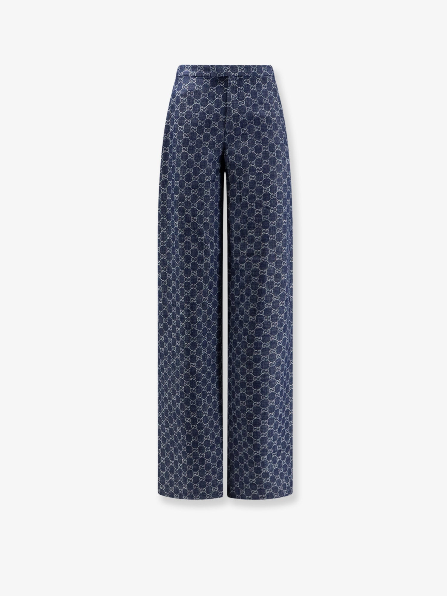 Gucci Cotton Denim Trousers With Gg Motif