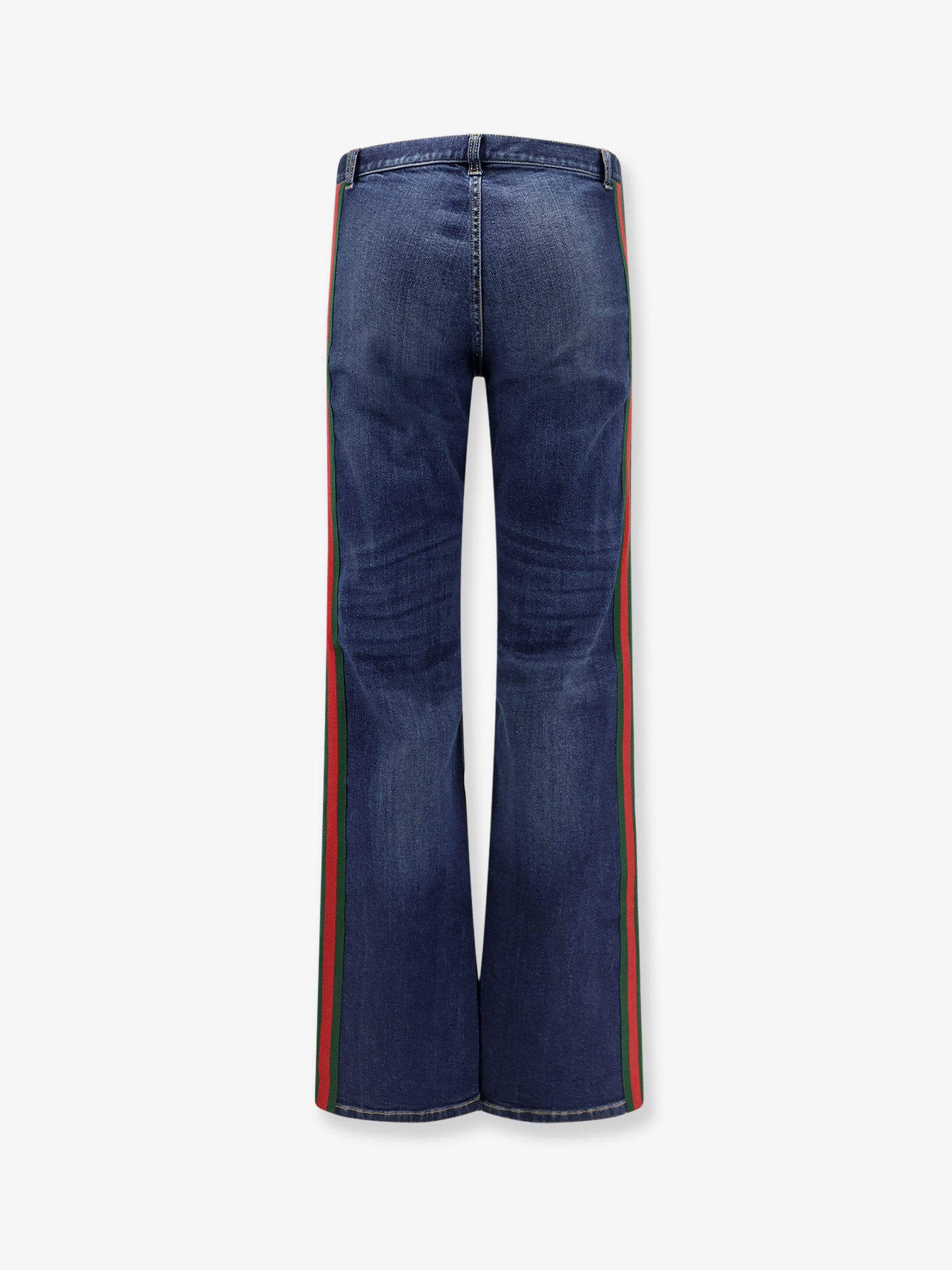 Gucci Blue Denim Jeans With Nastro Web Profiles