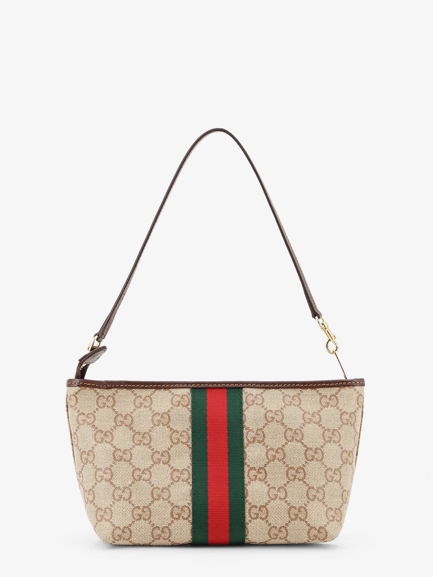 Gucci Gg Fabric Clutch With Nastro Web On The Front