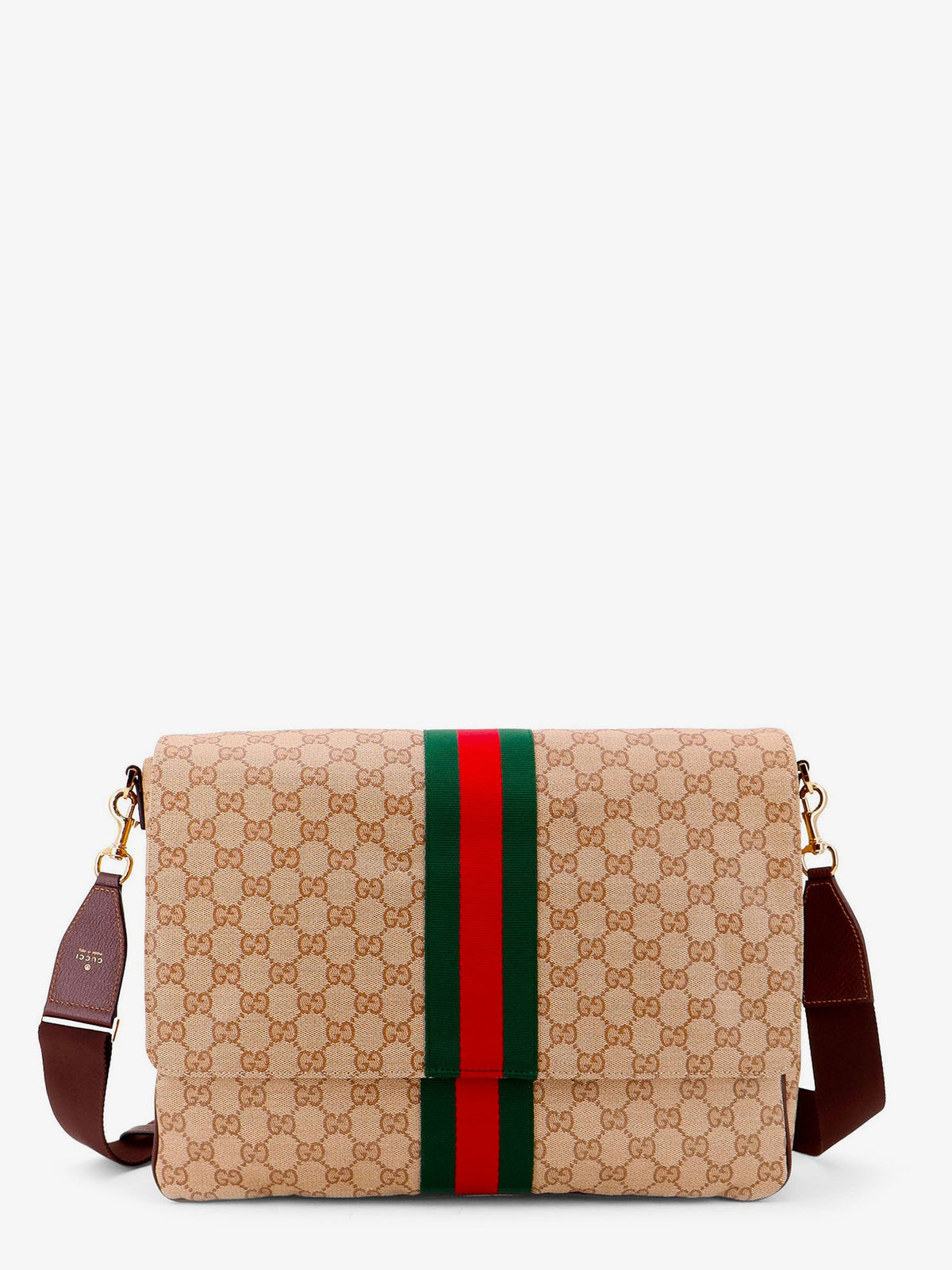 Gucci Gg Canvas Crossbody Bag With Front Web Detail