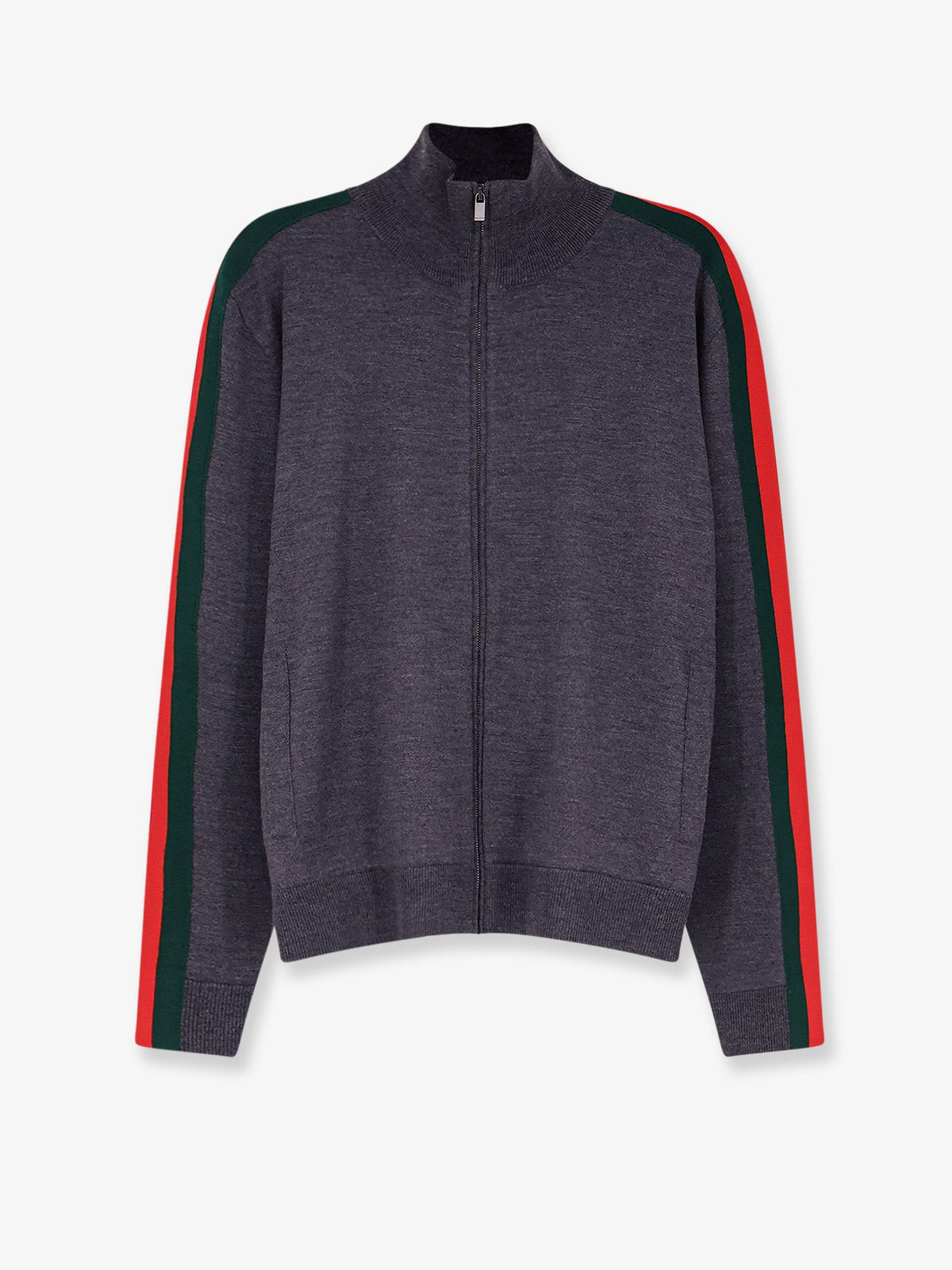 Gucci Fine Wool Cardigan With Full Zip And Web Stripe