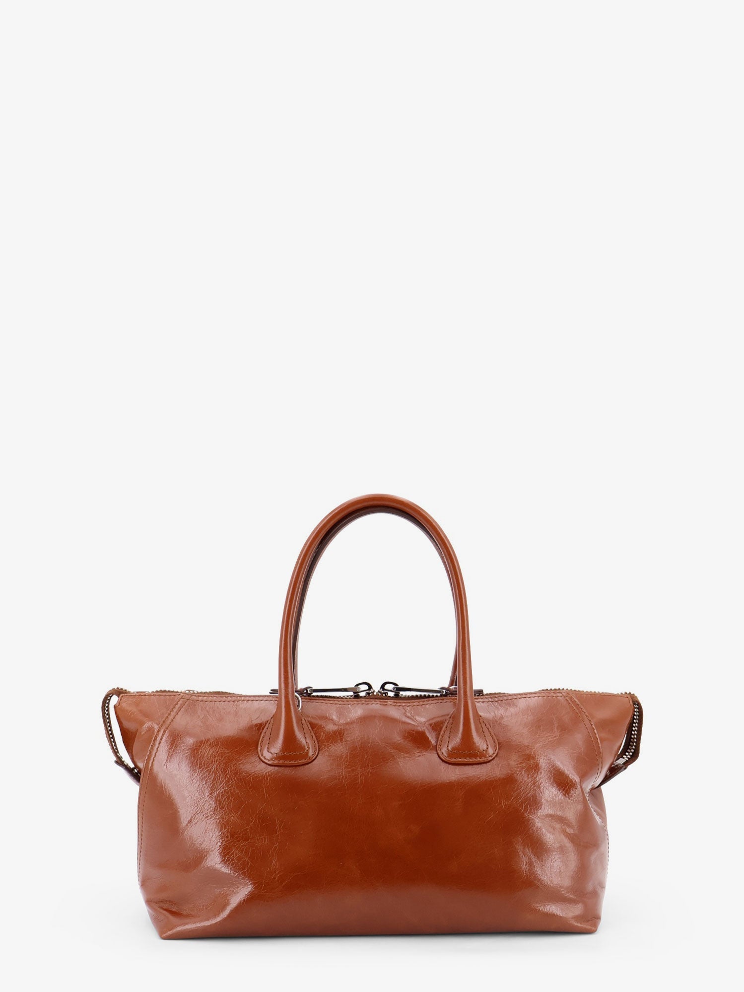 Miu Miu Shiny Leather Handbag With Front Lettering Logo