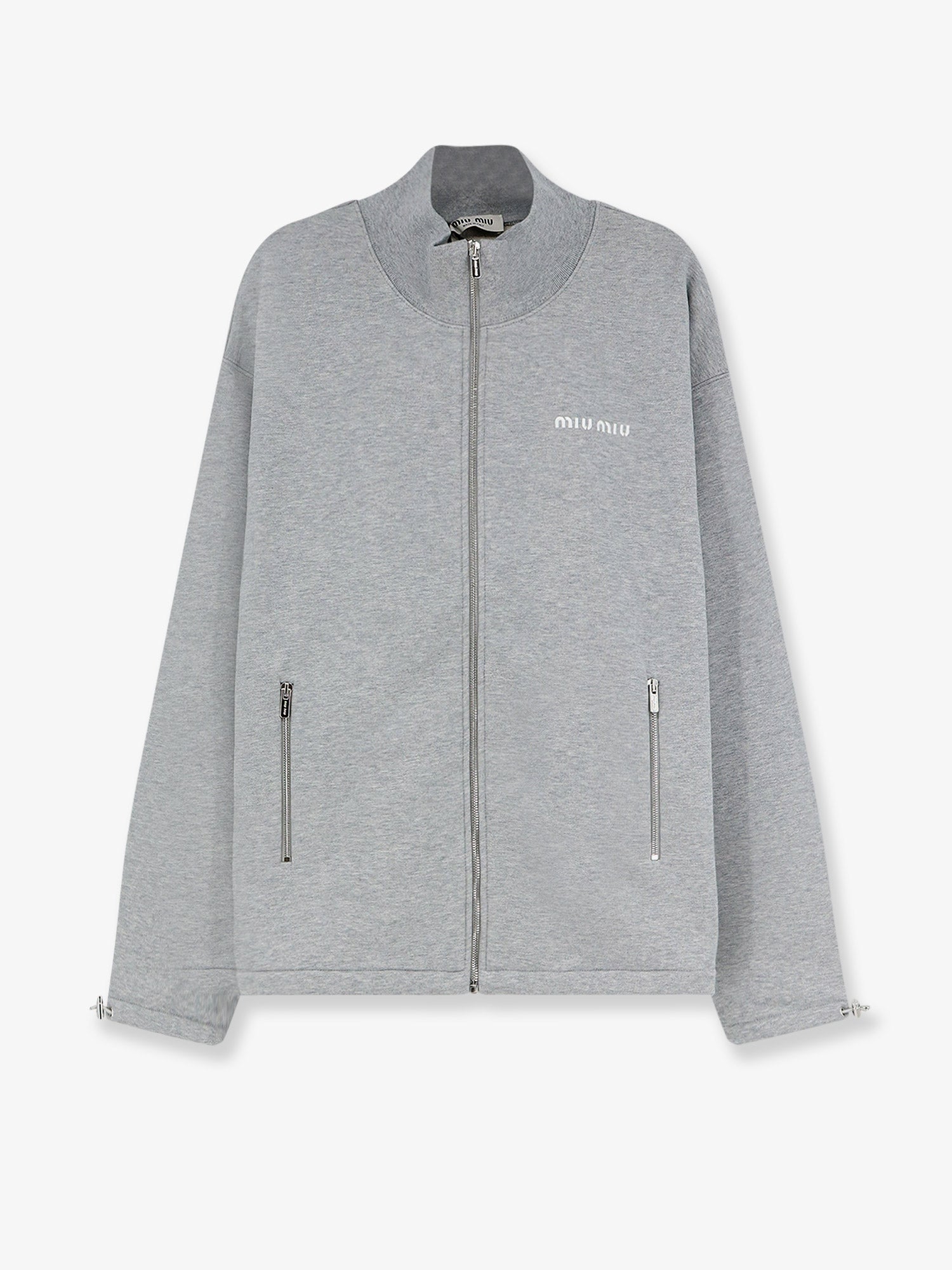 Miu Miu Oversize Cotton Sweatshirt With Zip Closure