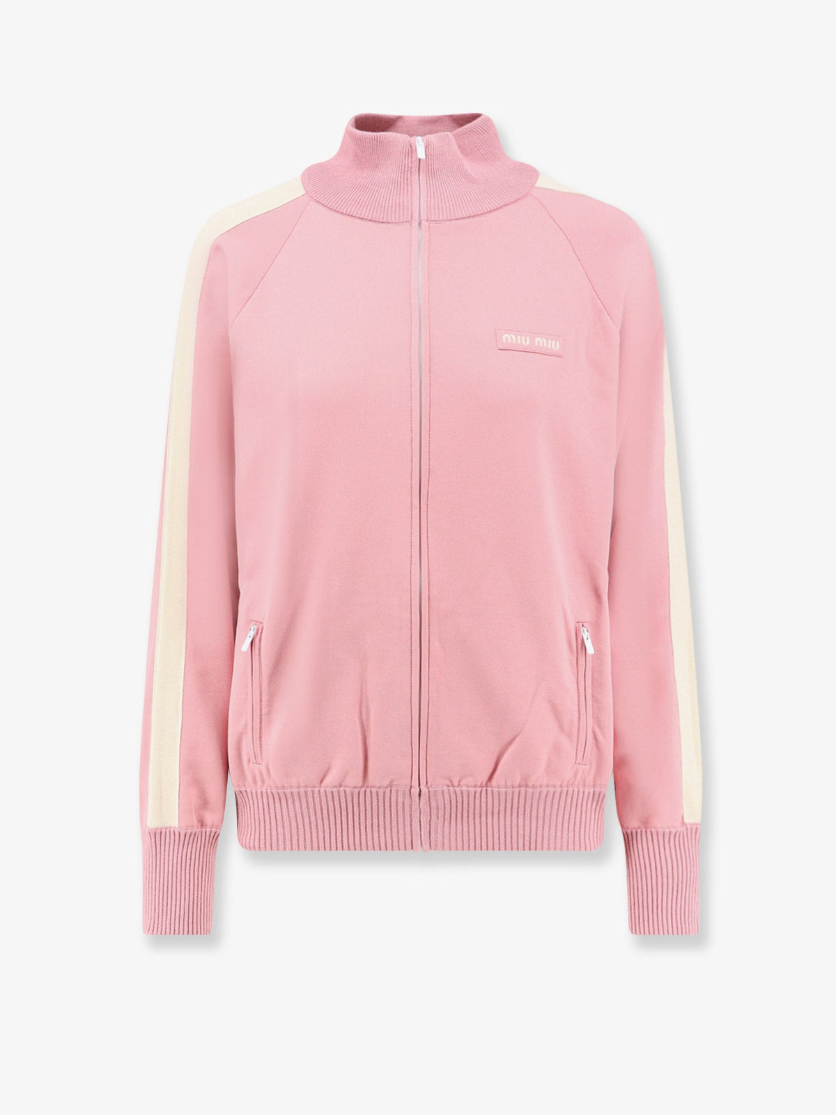Miu Miu Silk Blend Cardigan With Embroidered Logo Patch