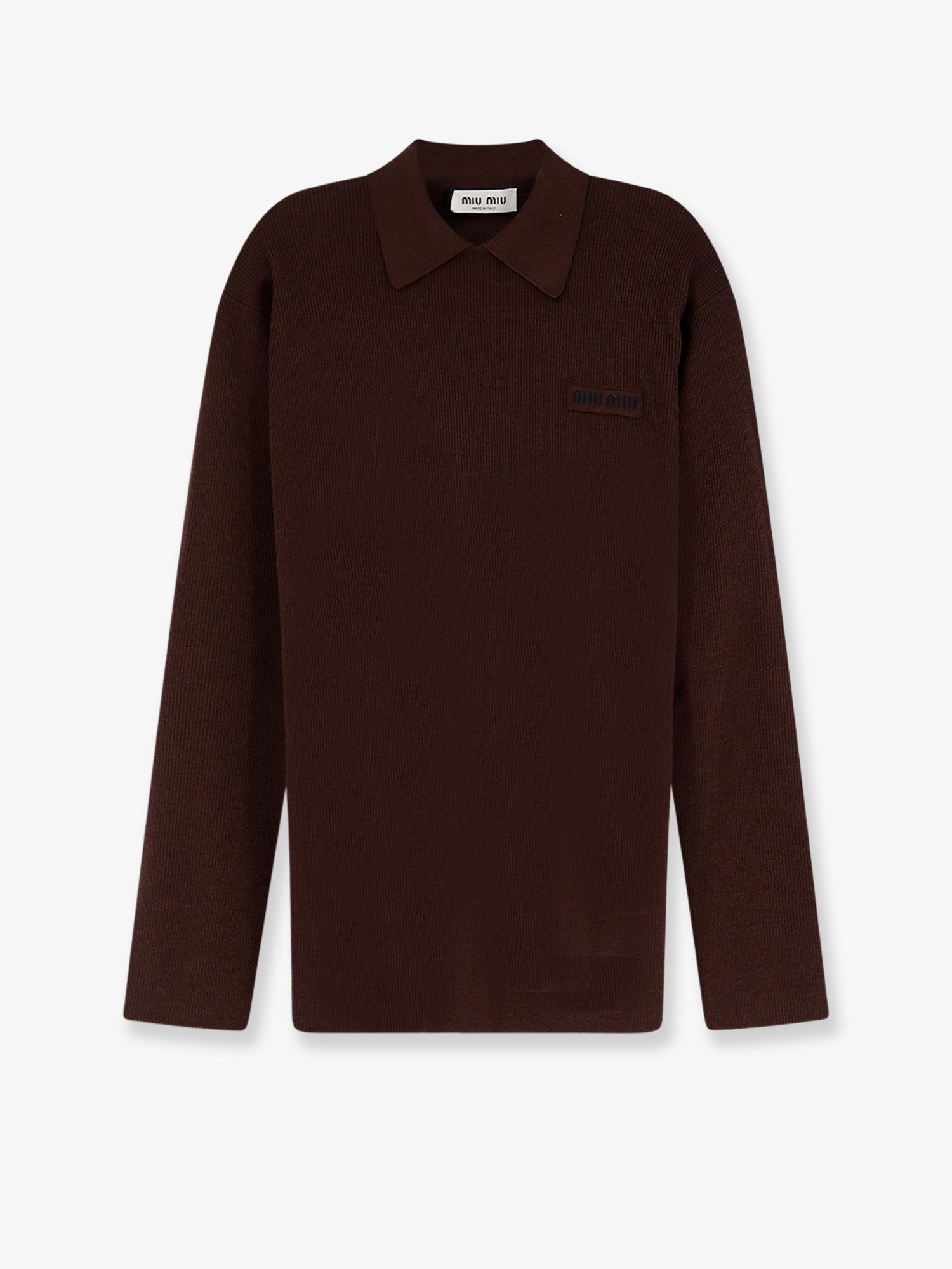Miu Miu Wool Polo Shirt With Embroidered Logo On The Front
