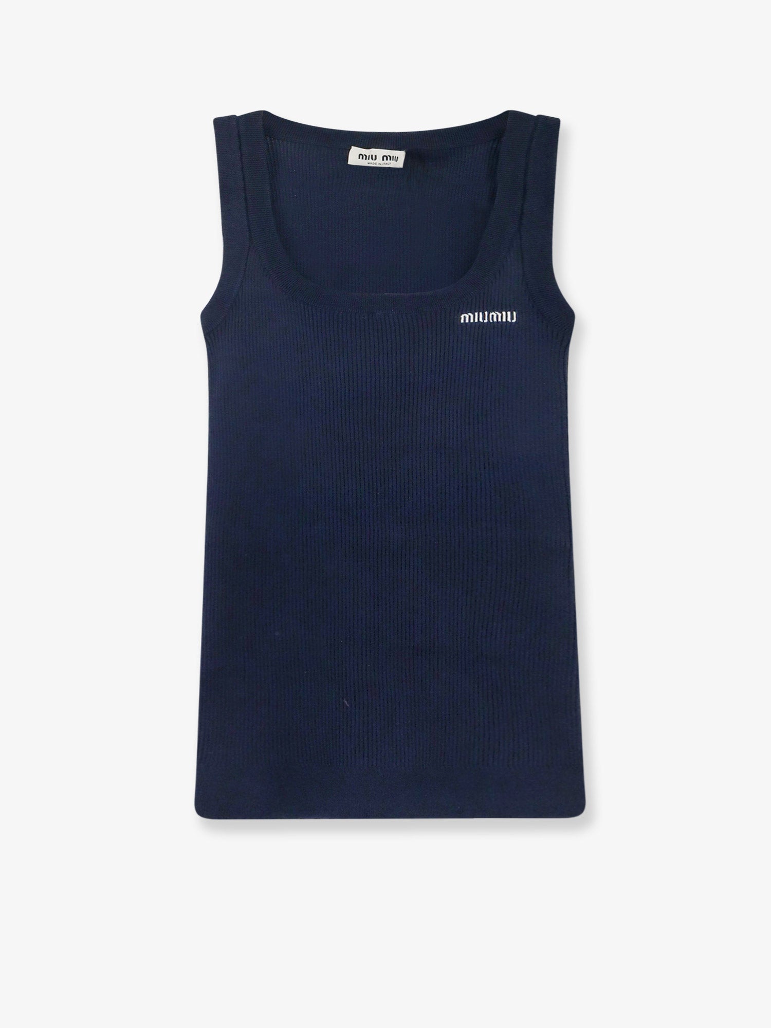 Miu Miu Ribbed Cotton Tank Top
