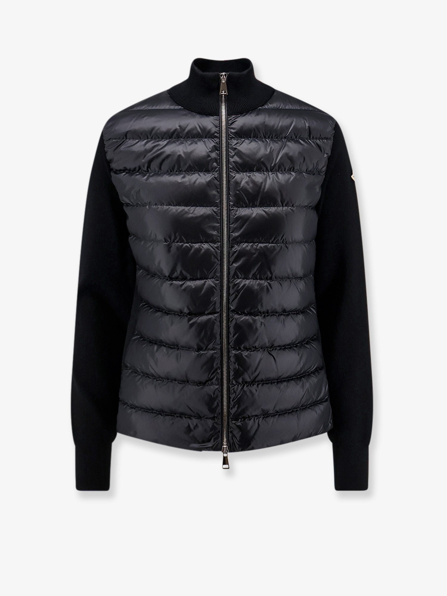 Moncler Cardigan/down Jacket With Tricot Inserts