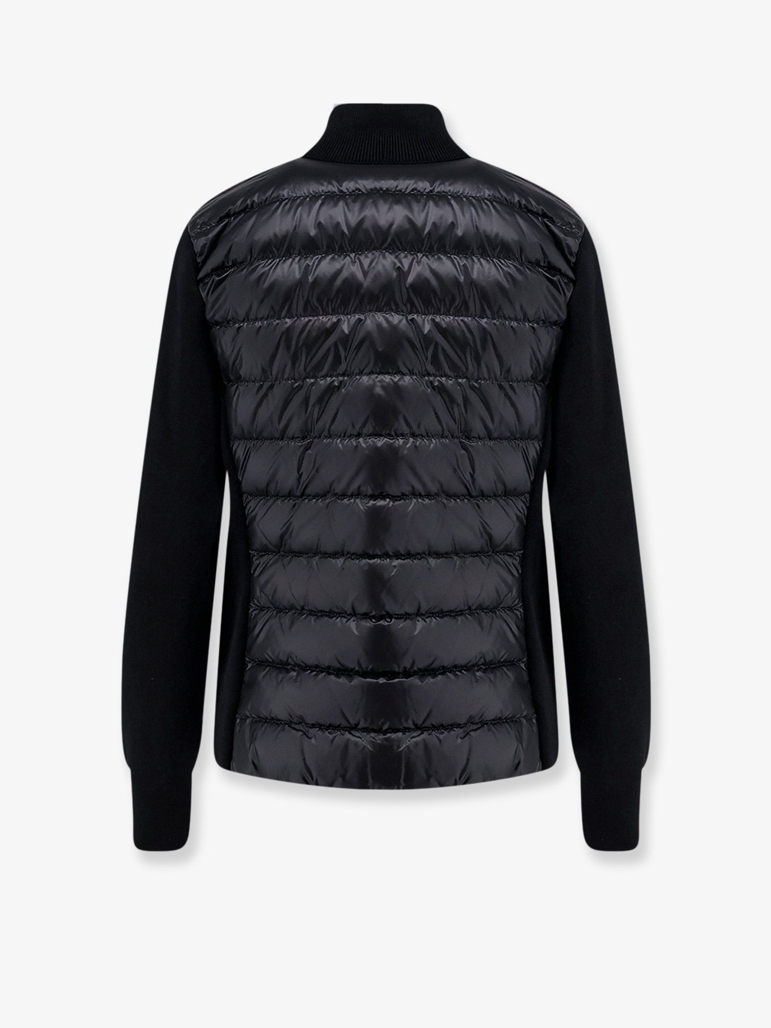 Moncler Cardigan/down Jacket With Tricot Inserts