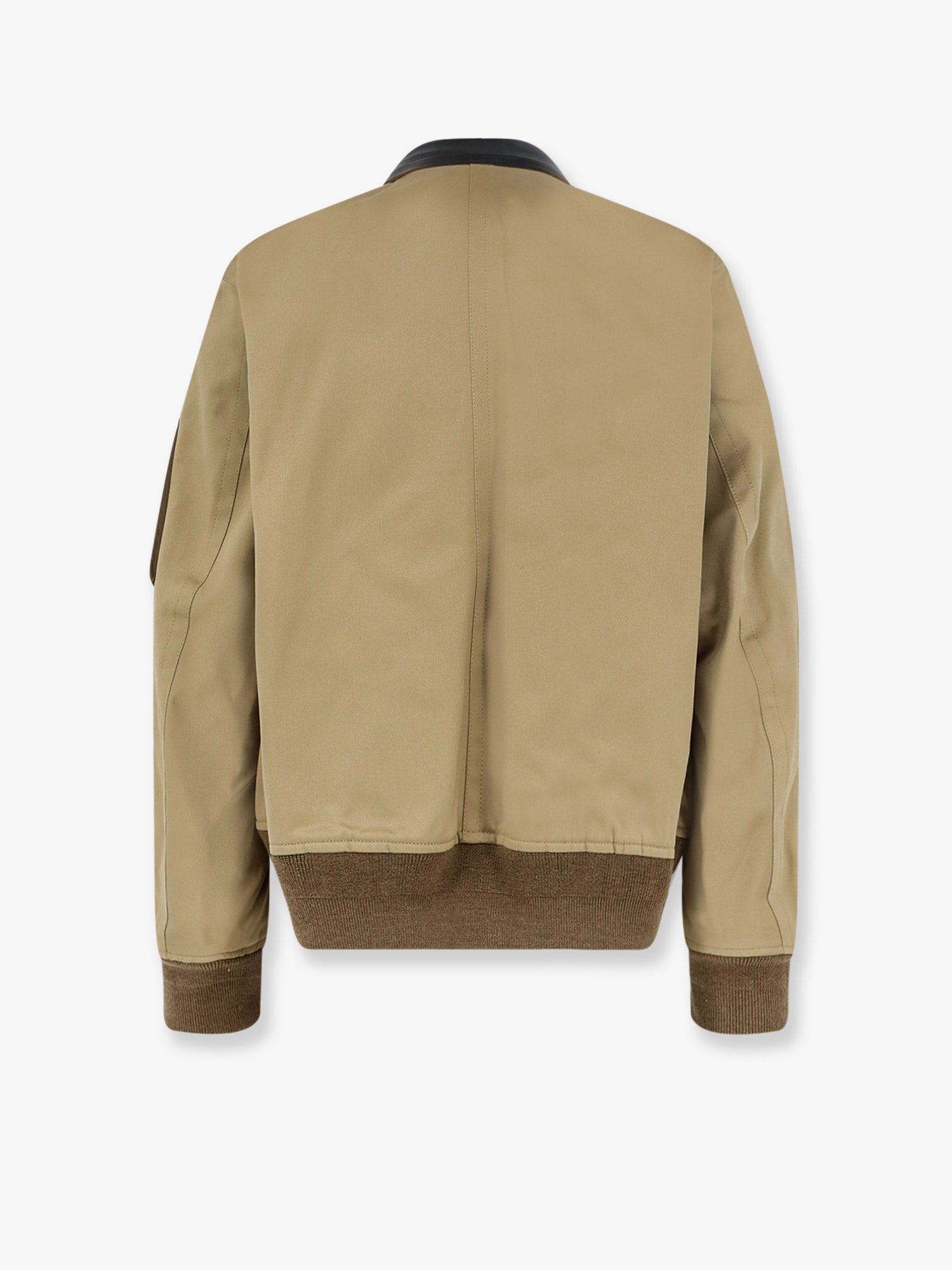 Sacai Giubbino In Cotone Con Colletto In Ecopelle