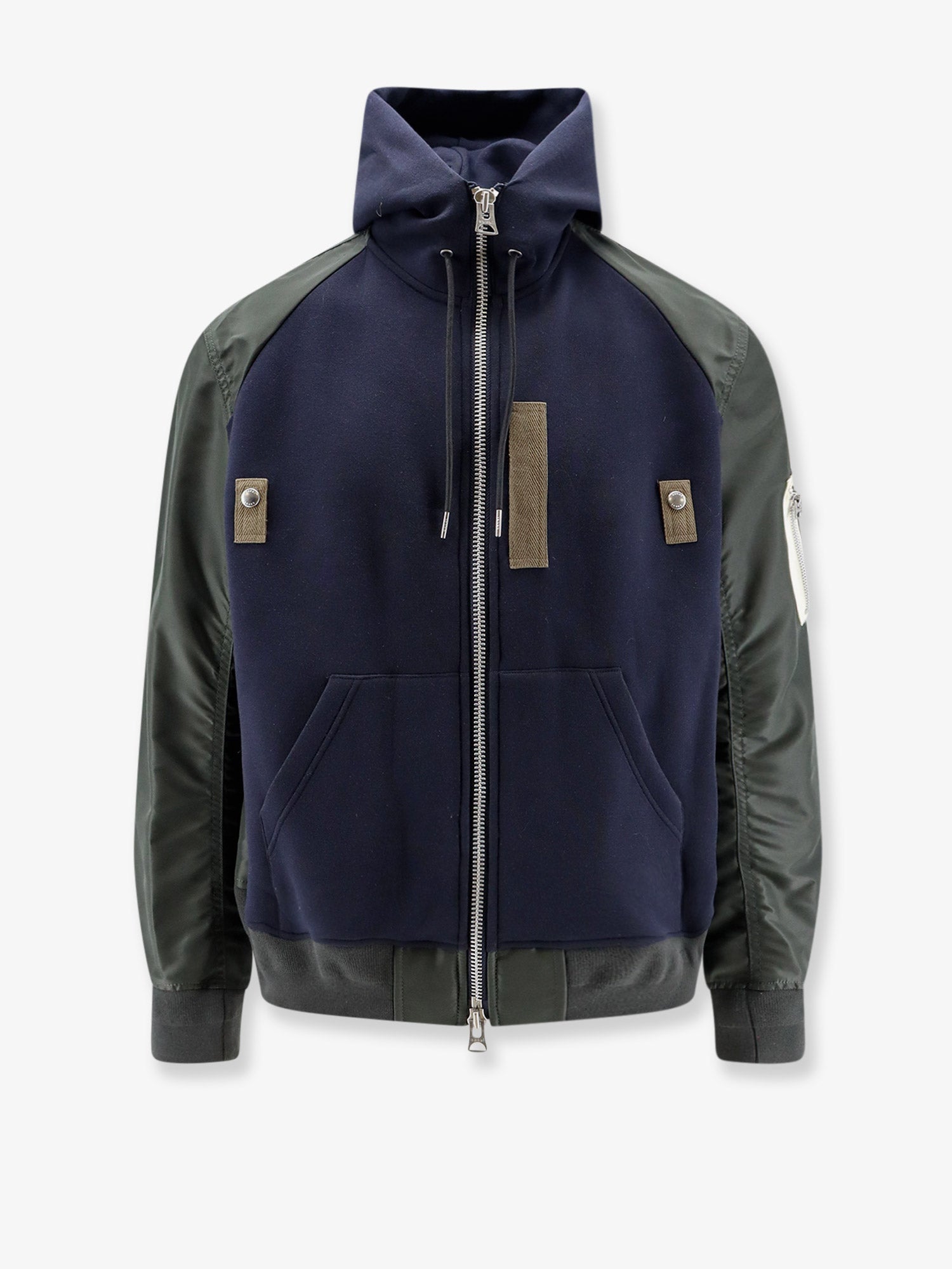 Sacai Cotton Blend Sweatshirt With Nylon Sleeves