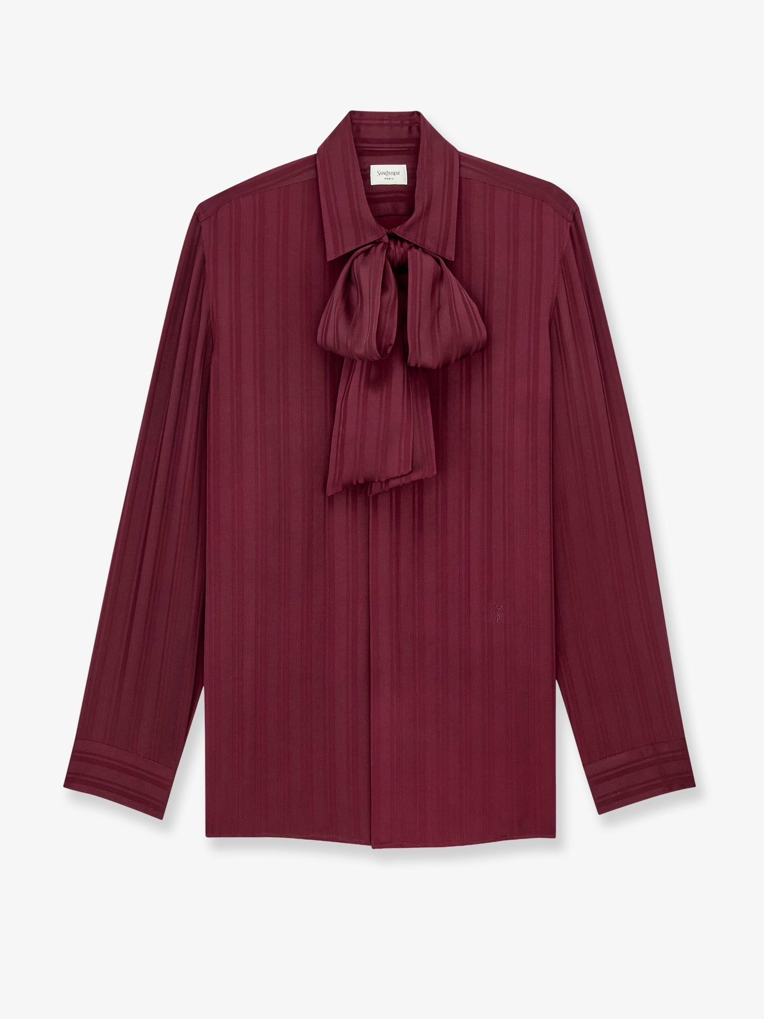 Saint Laurent Cassandre Lavallière Striped Silk Jacquard Shirt