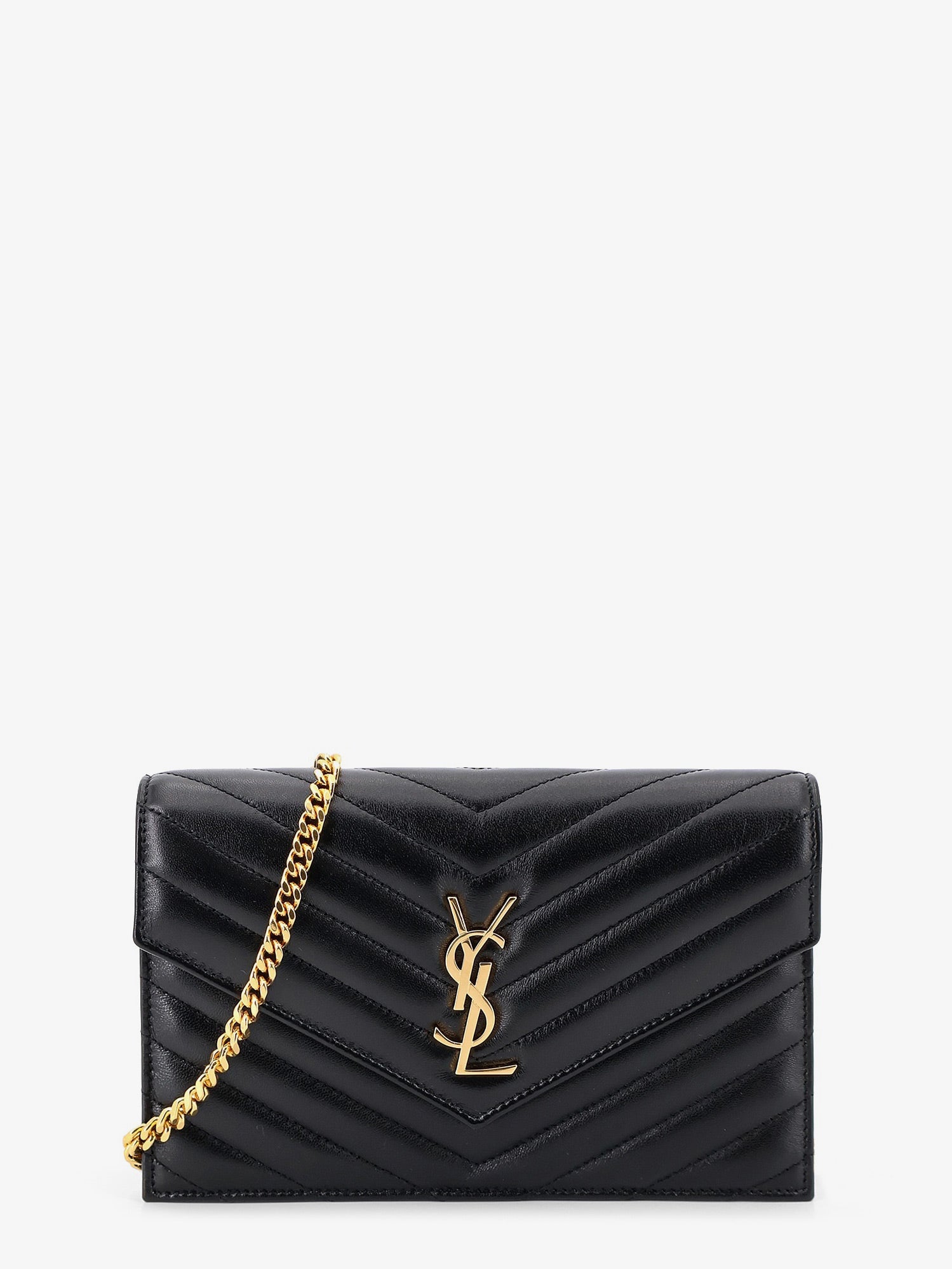 Saint Laurent Leather Crossbody Bag With Metal Cassandre Logo
