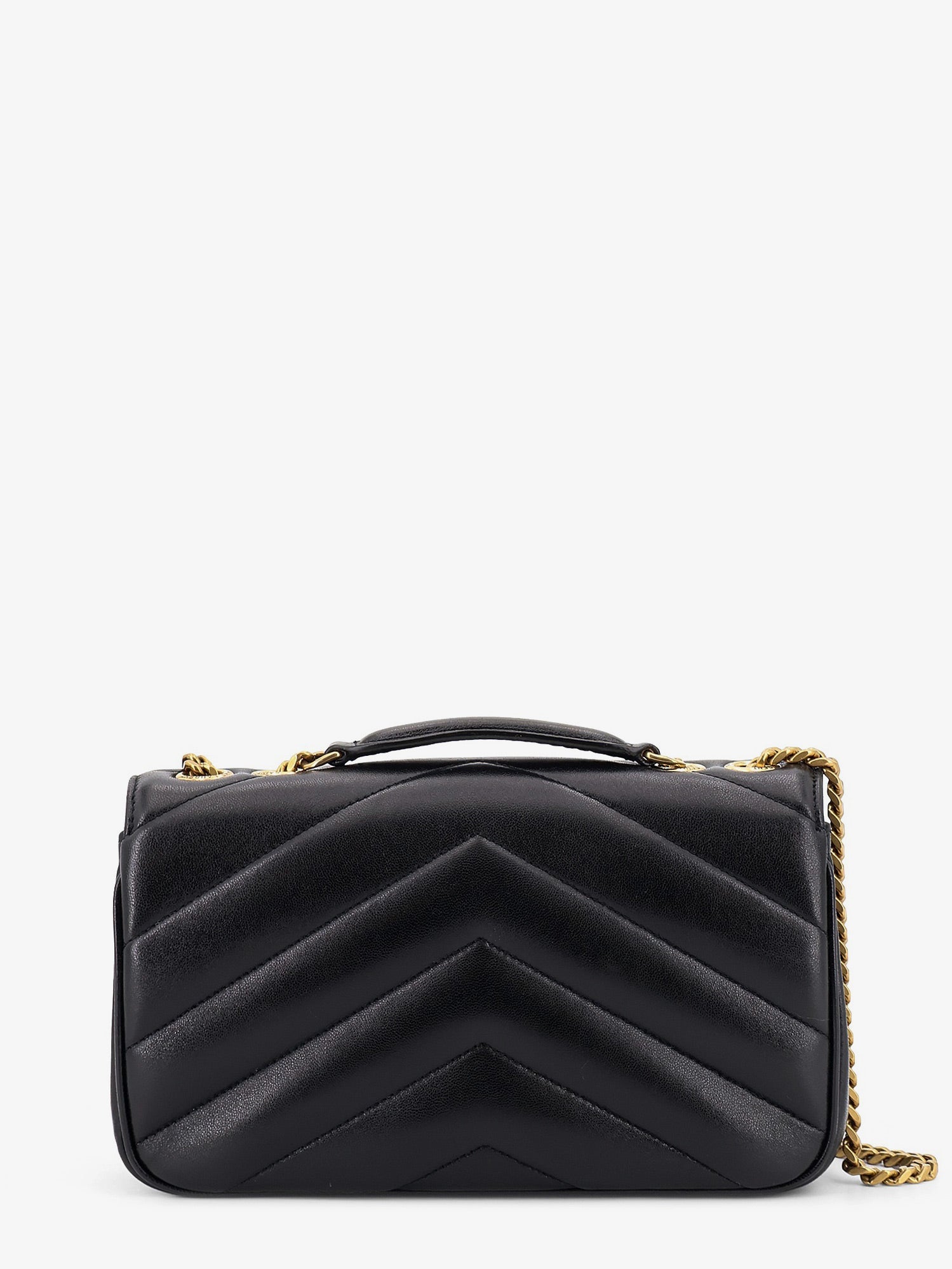Saint Laurent Loulou Leather Shoulder Bag With Metal Cassandre Logo