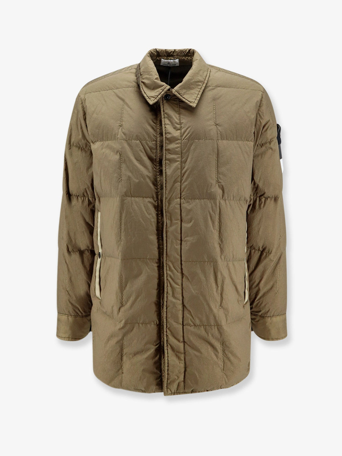 Stone Island Garment Dyed Crinkle Reps Ny Recycled Nylon Down Jacket With Side Logo Patch