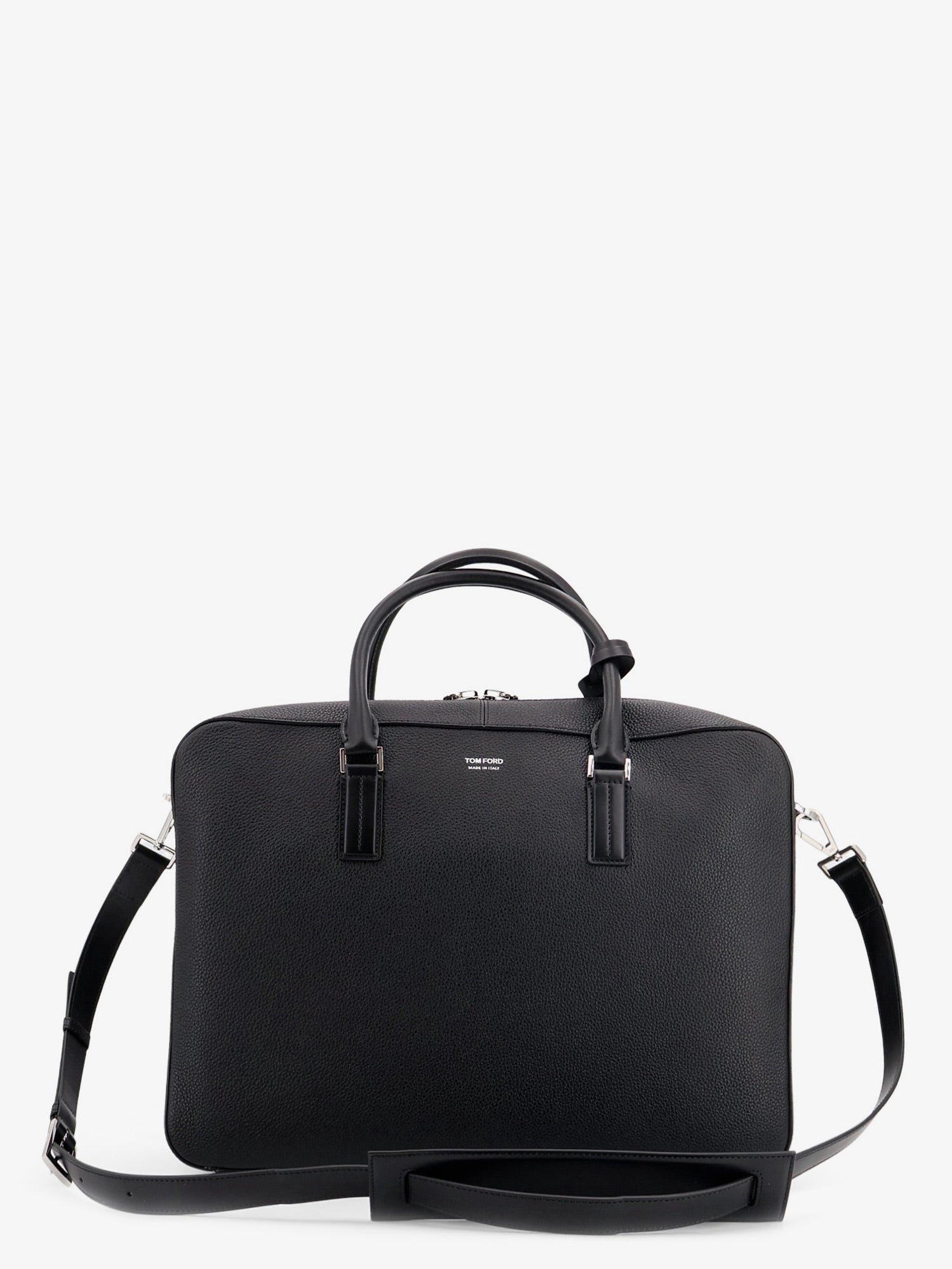 Tom Ford Leather Work Bag With Front Lettering Logo