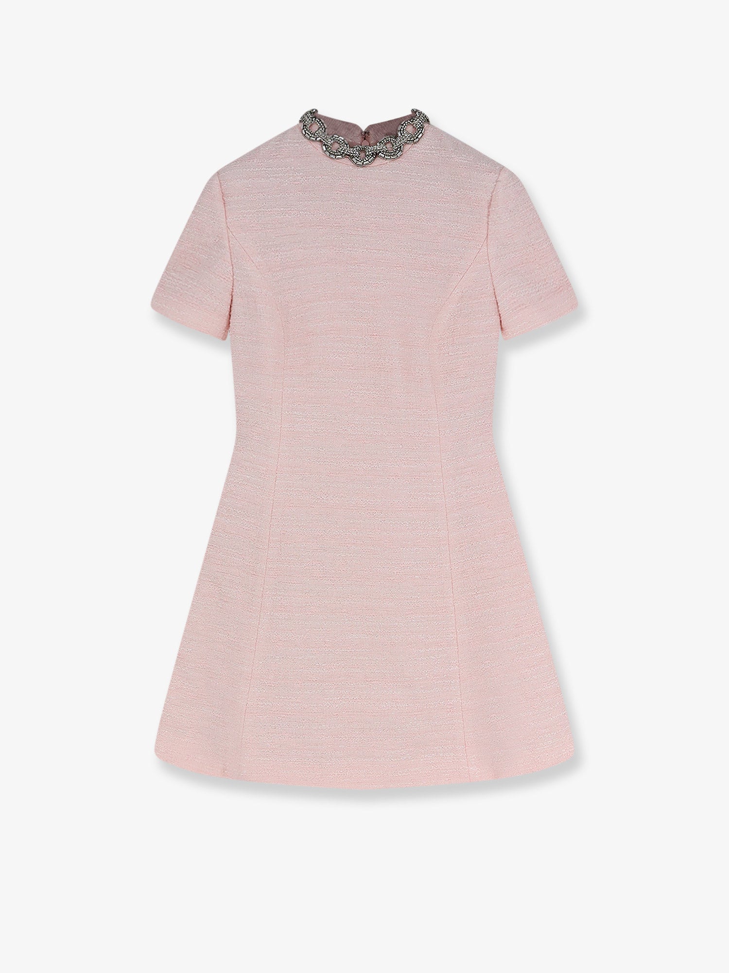 Valentino Embroidered Crinkle Cotton Tweed Mini Dress