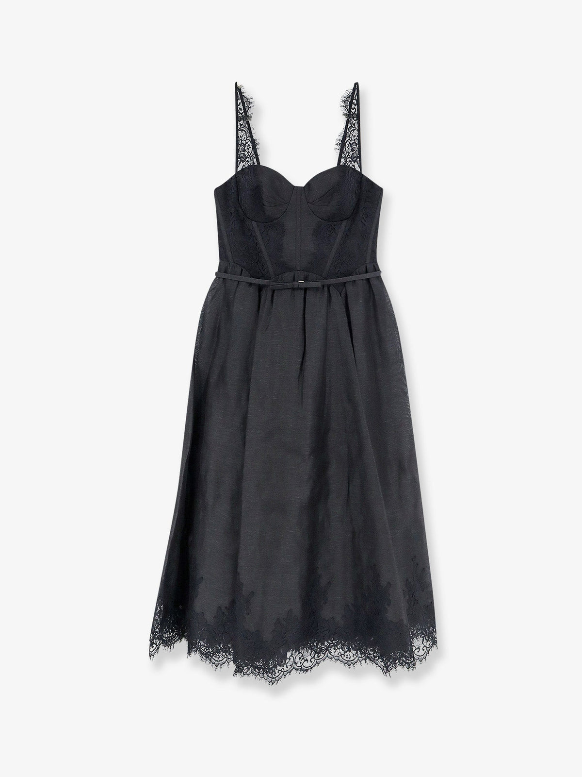Zimmermann Valiant Midi Dress In Linen And Silk Blend