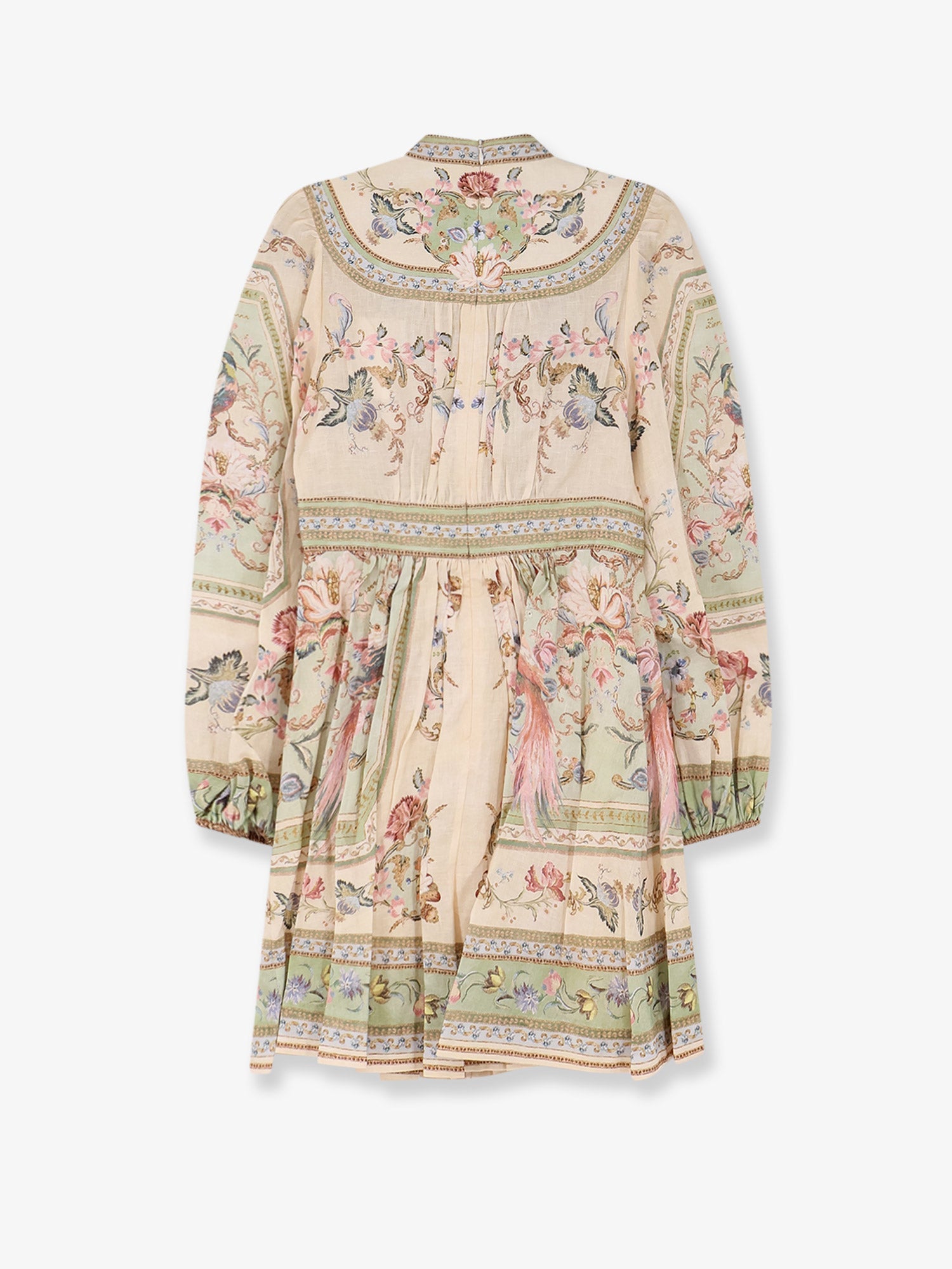 Zimmermann Roselight Plunge Tapestry Print Linen Dress