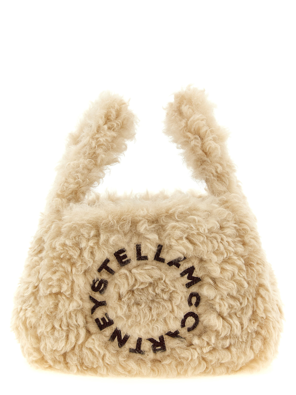 Stella Mccartney Shearling Logo Shoulder Bag