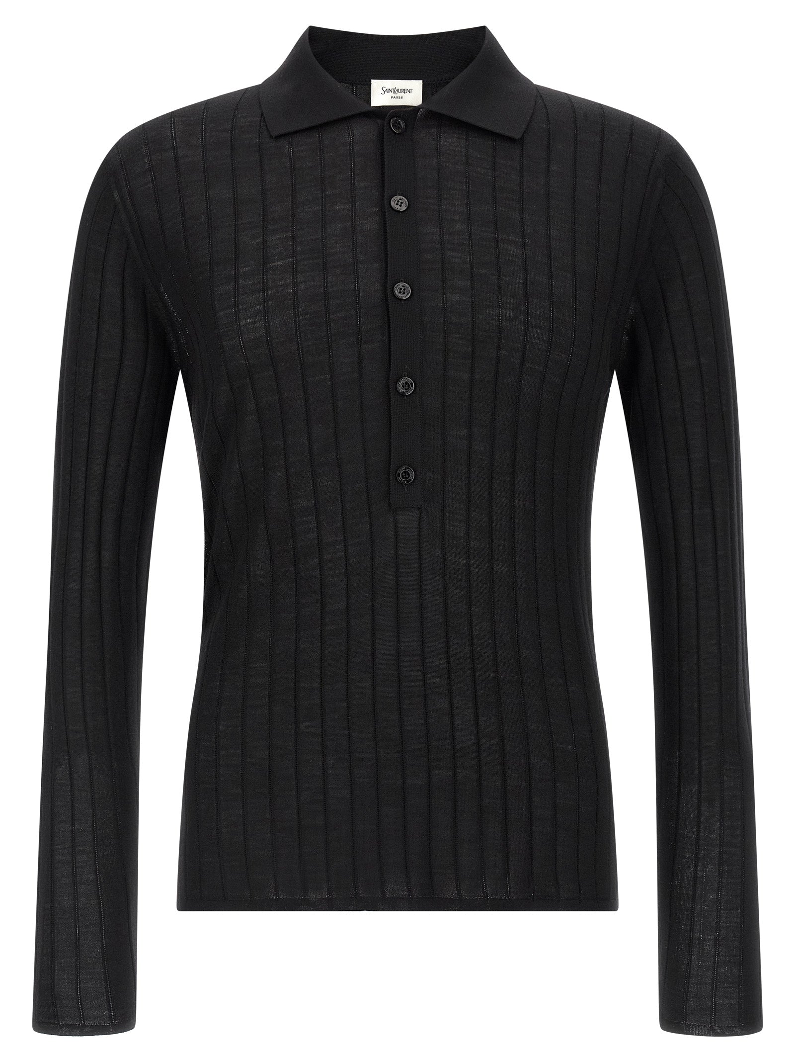 Saint Laurent Pointelle Wool Polo Shirt