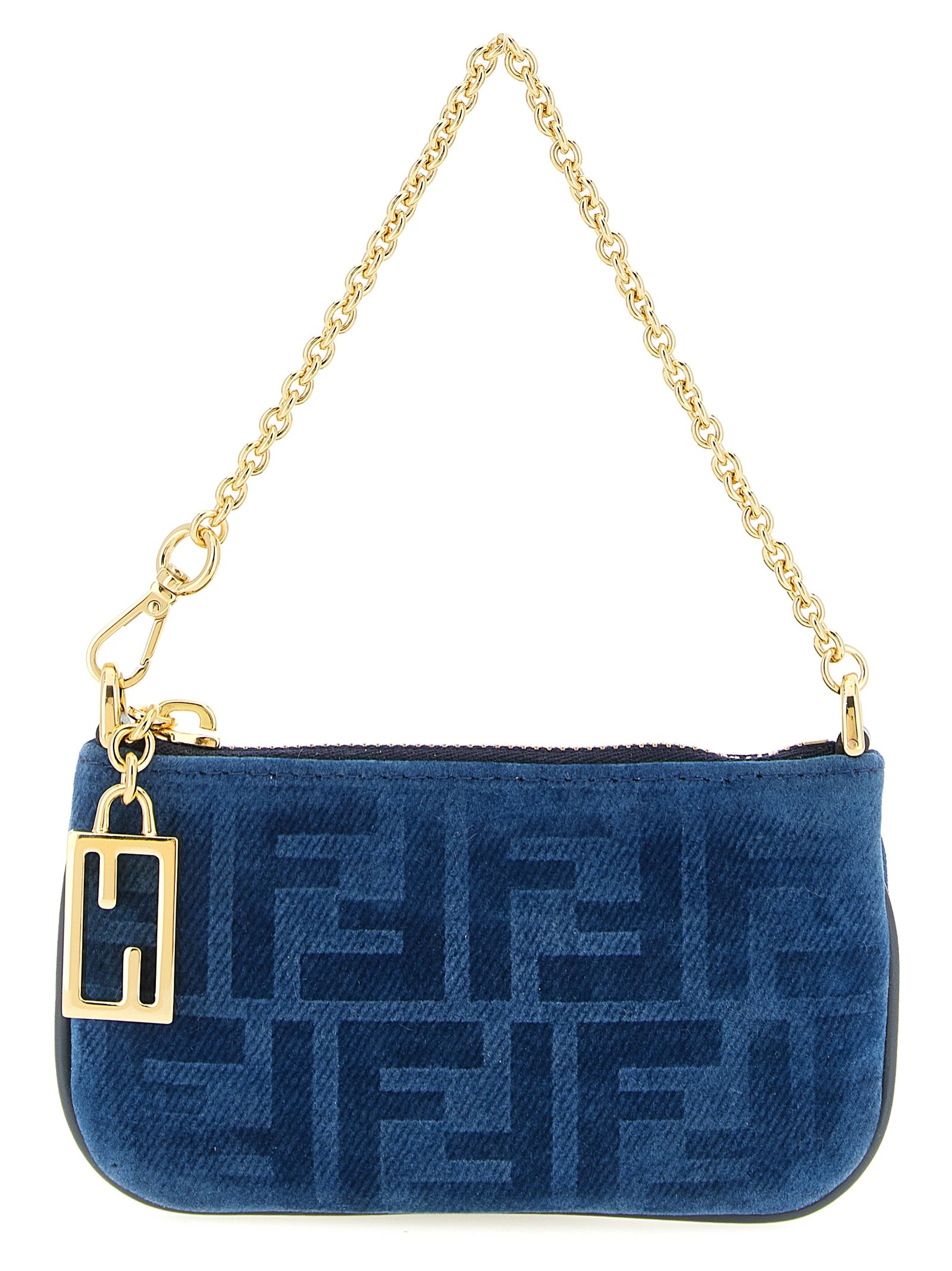 Fendi Ff Mini Denim Pouch