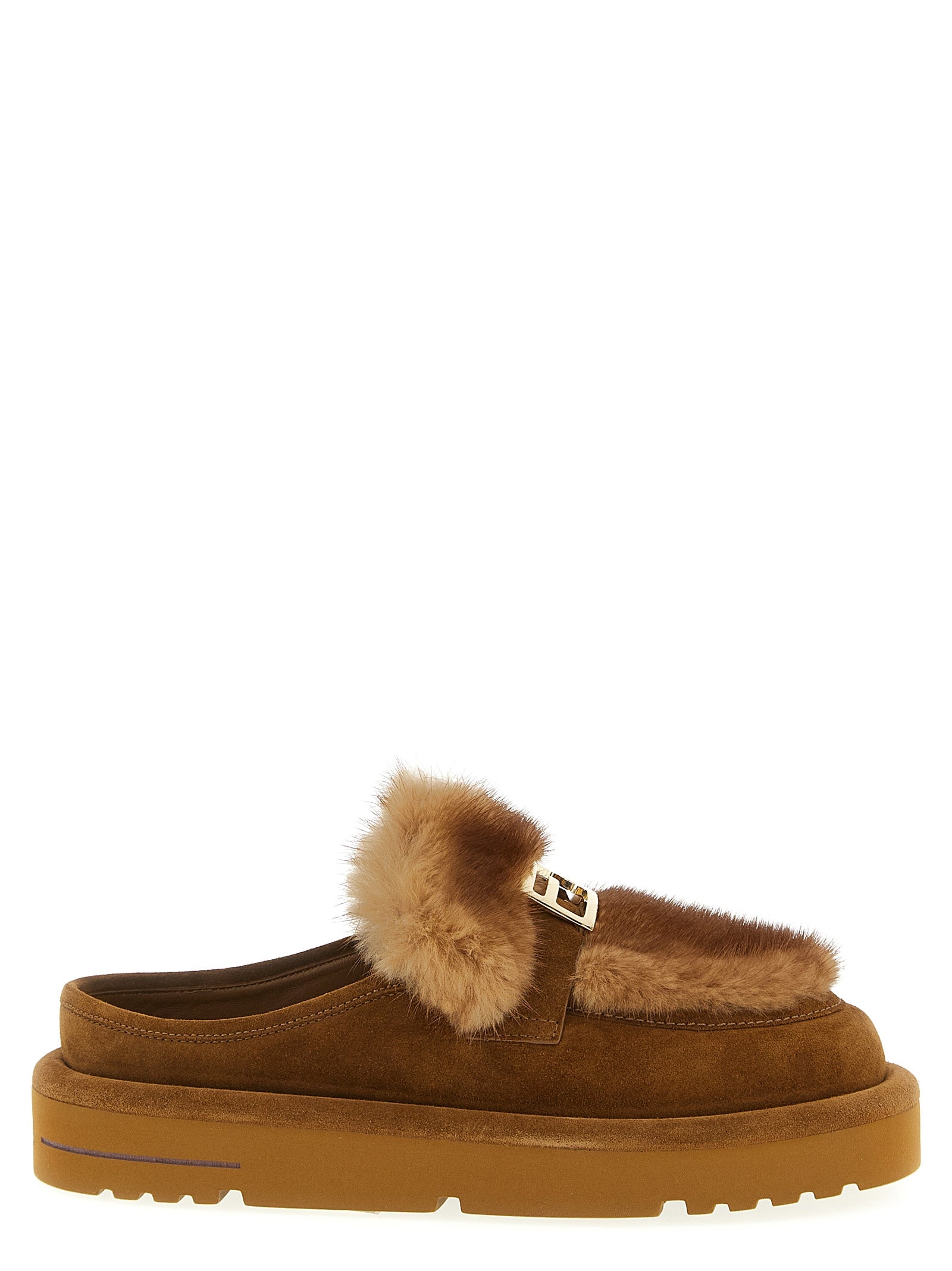 Fendi Suede And Fur Sabots