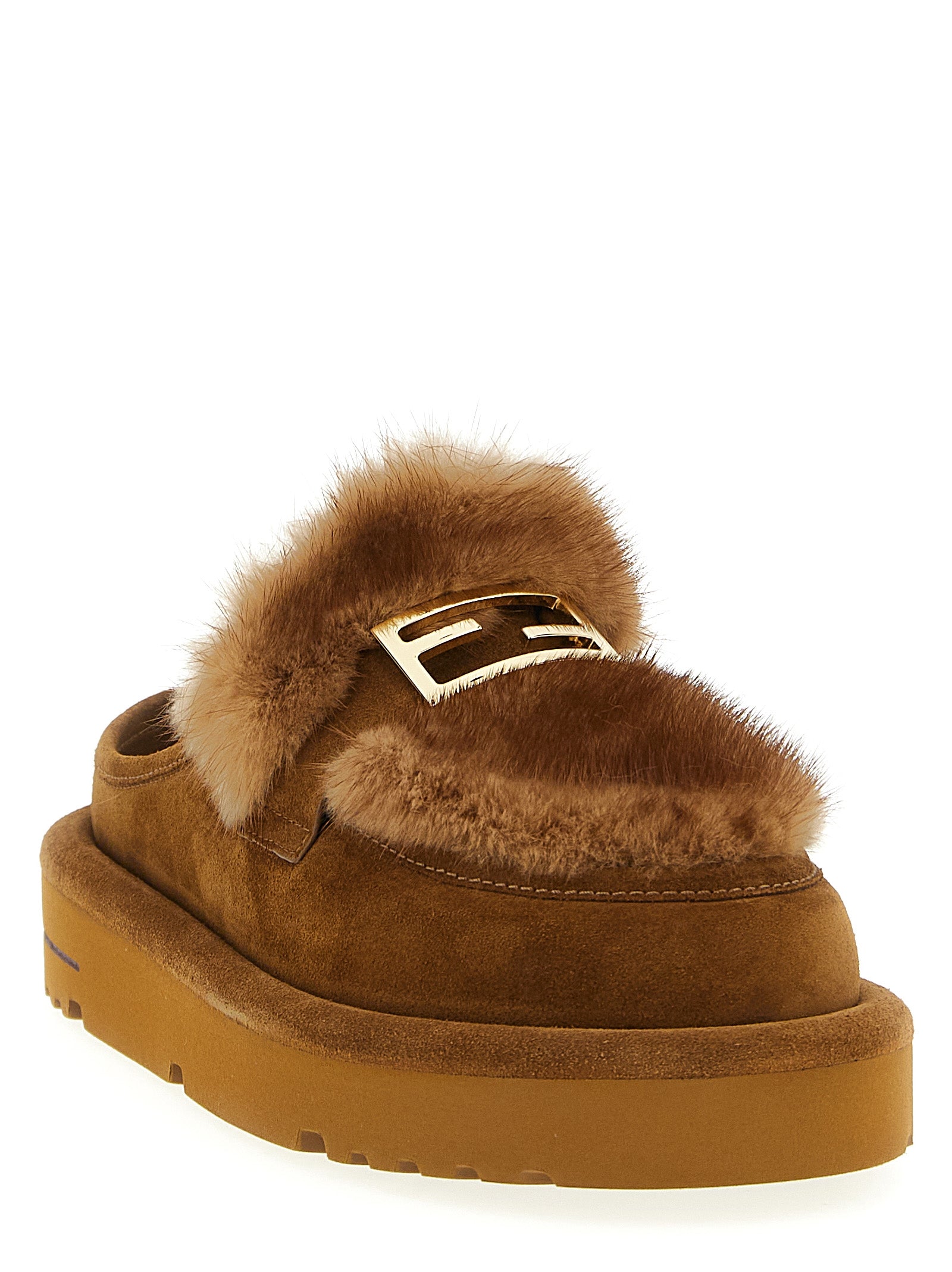 Fendi Suede And Fur Sabots