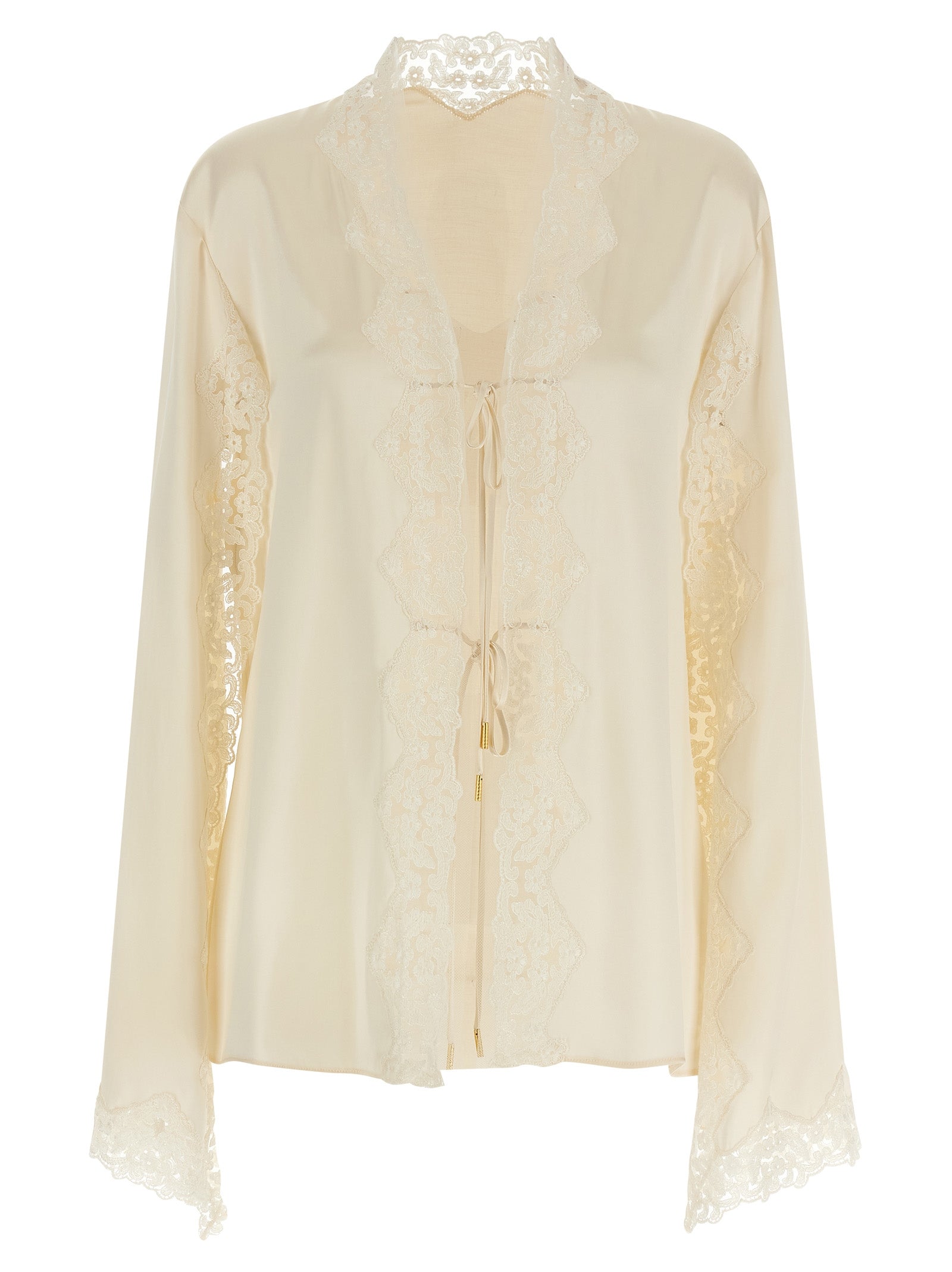 Alberta Ferretti Satin And Lace Shirt