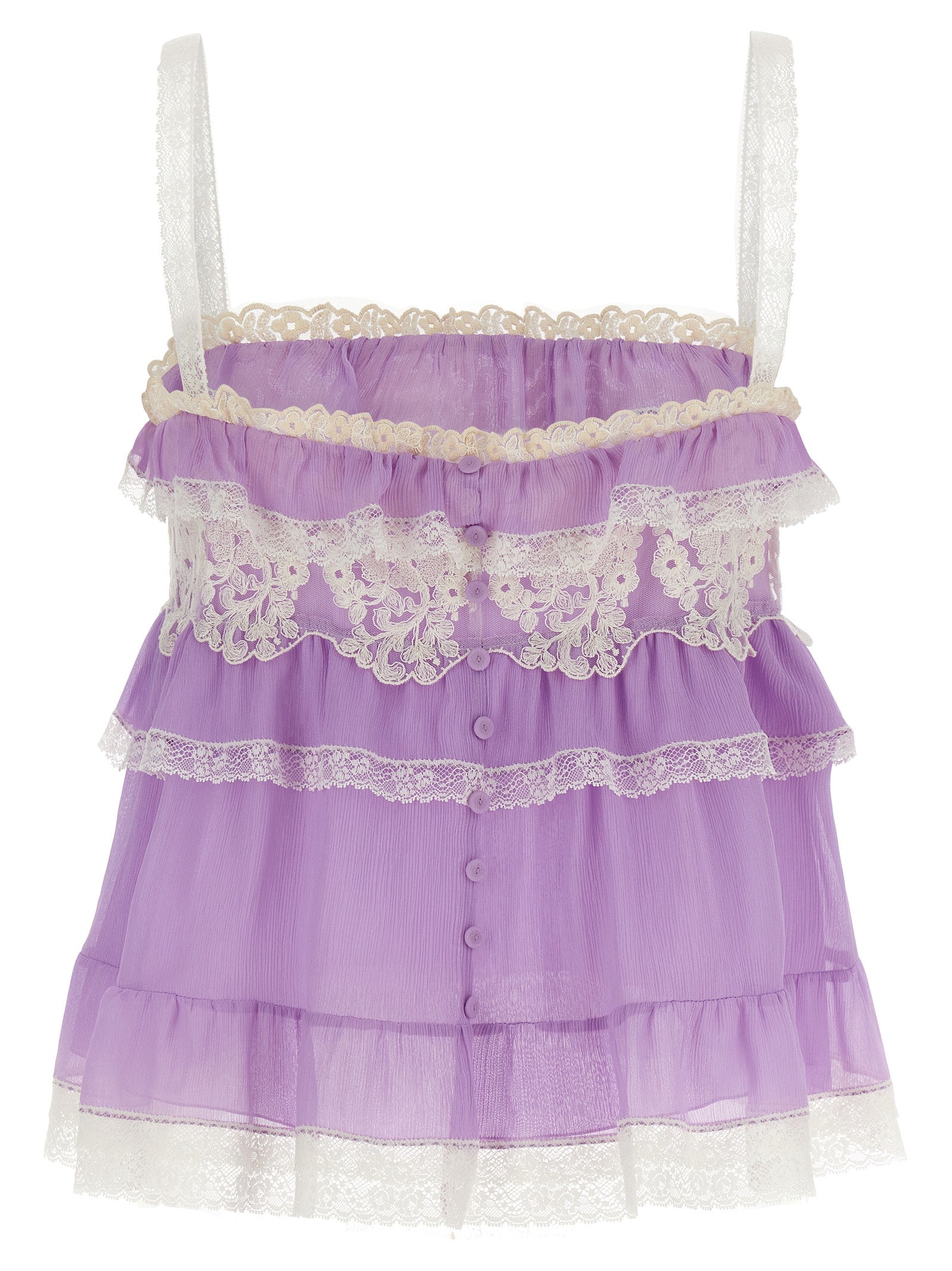 Alberta Ferretti Flounces And Lace Top