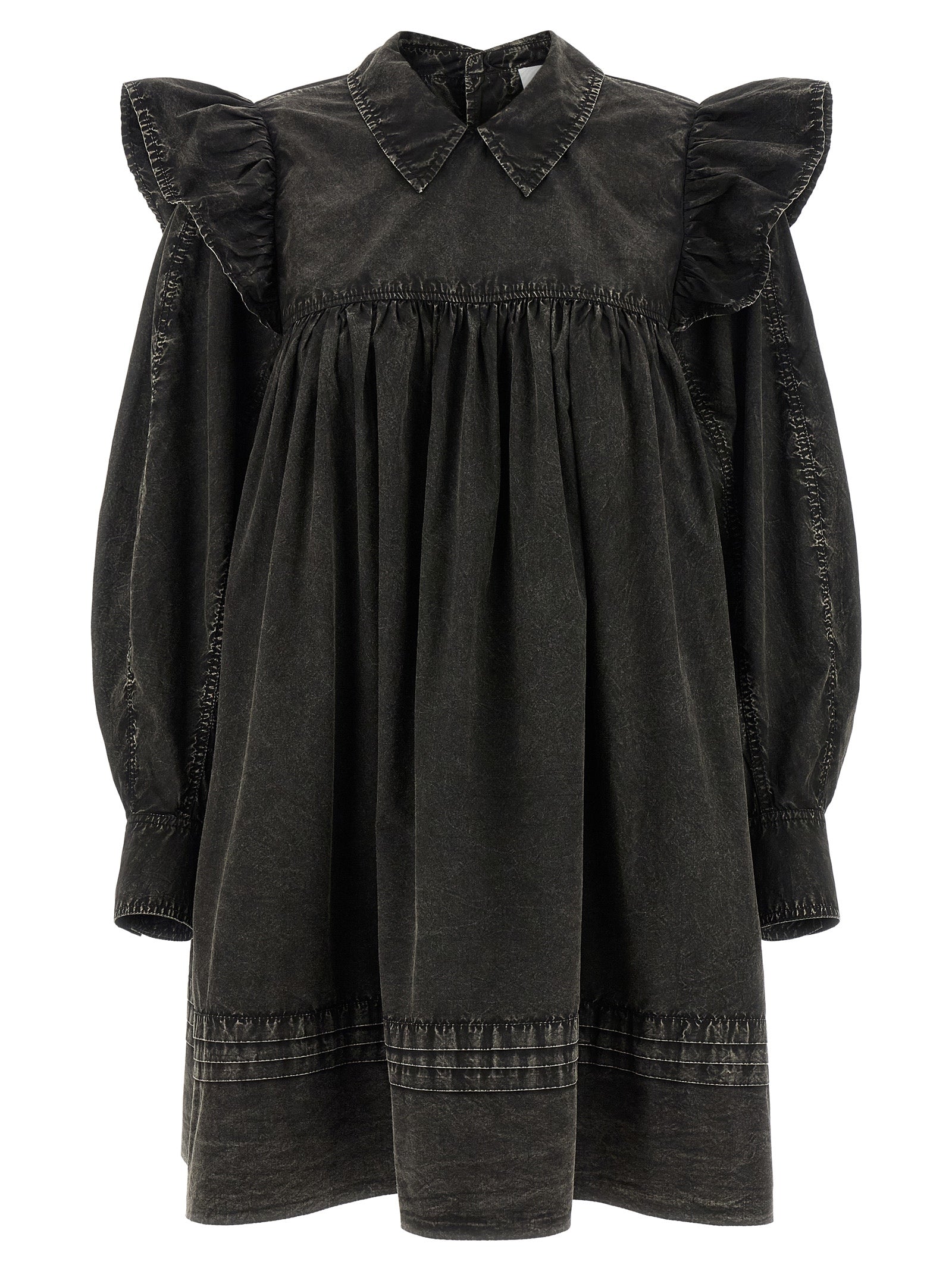 Ganni 'Black Washed Mini Shirt' Dress