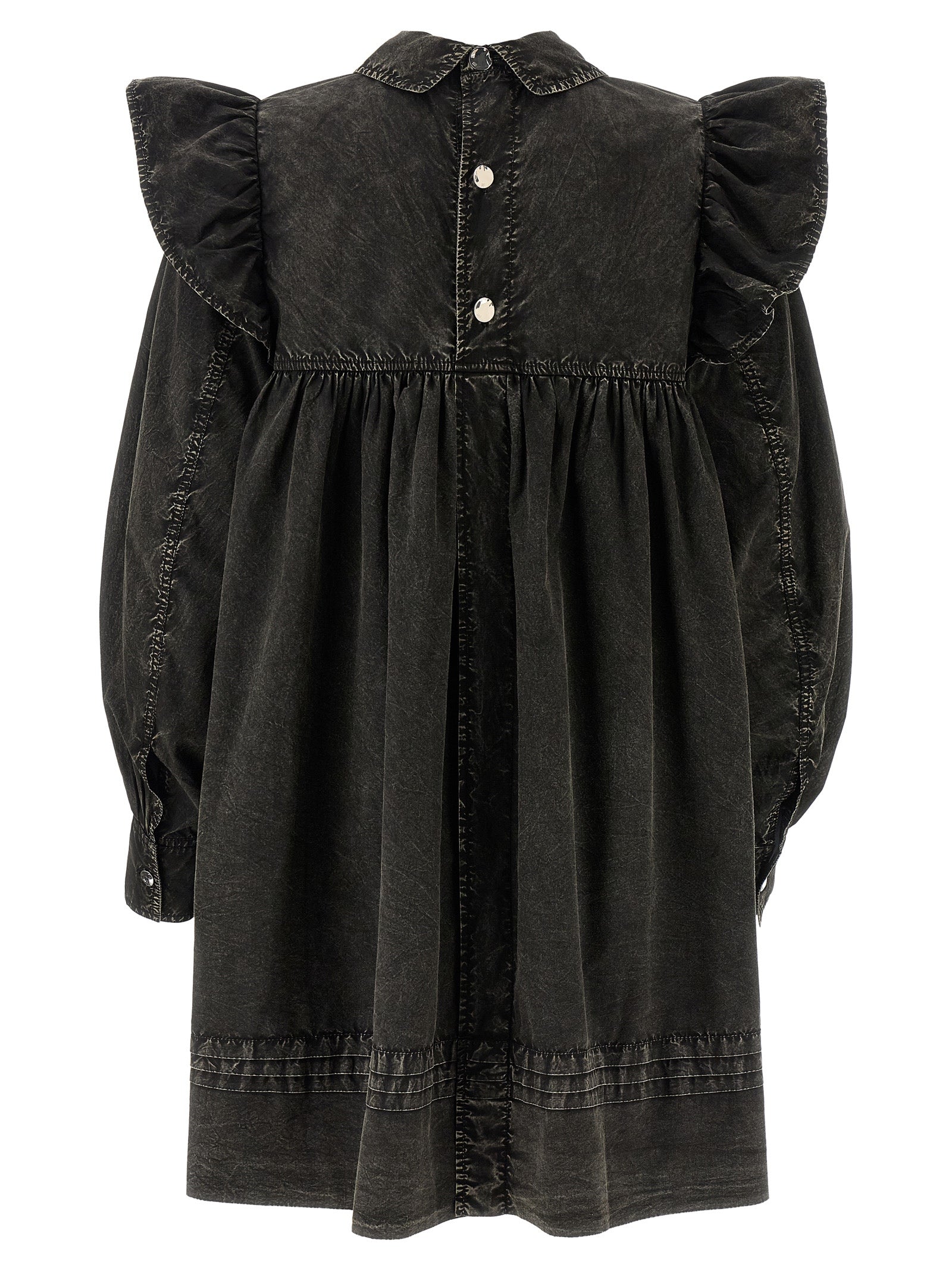 Ganni 'Black Washed Mini Shirt' Dress