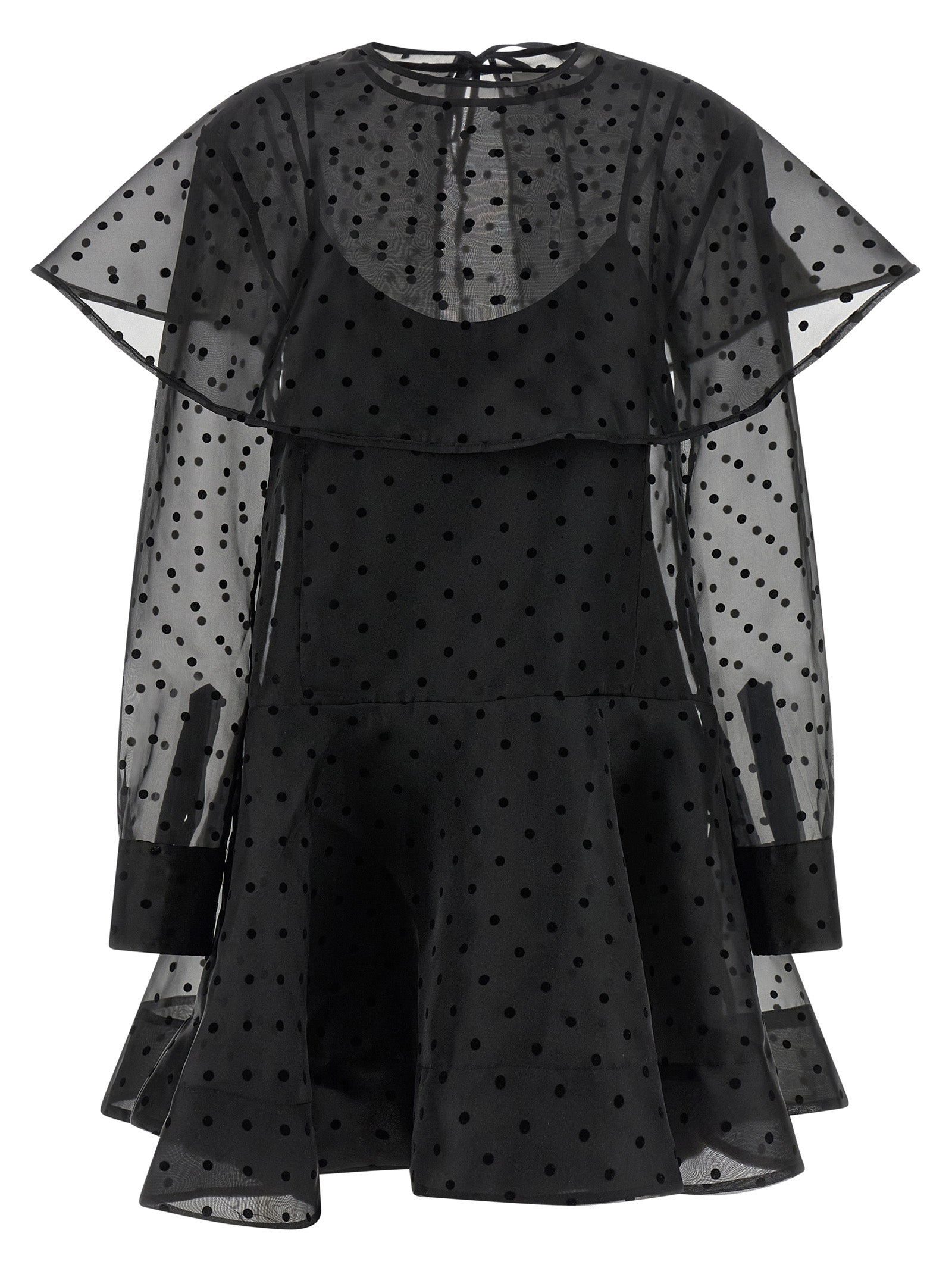 Ganni 'Black Organza Circle Collar' Dress