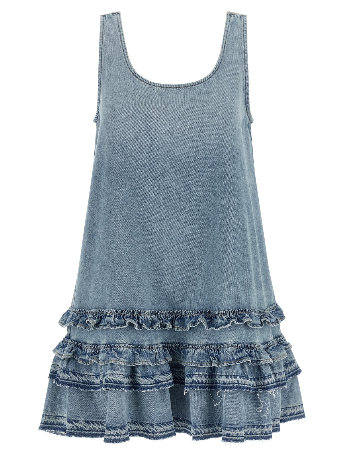 ganni denim dress structured finish Ganni fans Size:customized Button-Front A-Line Satin Tea Length