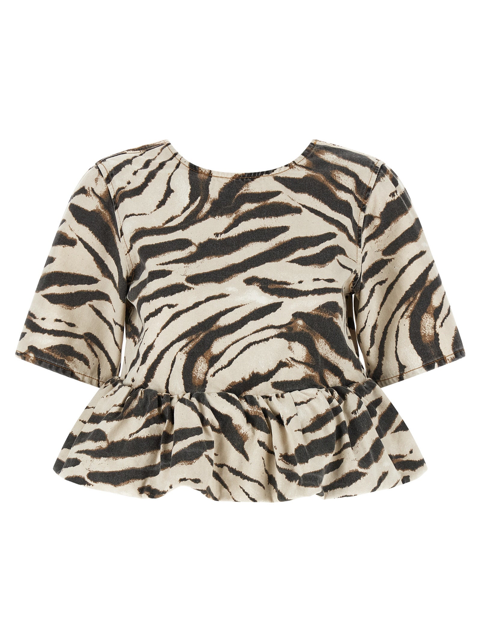 Ganni 'Zebra Denim' Top