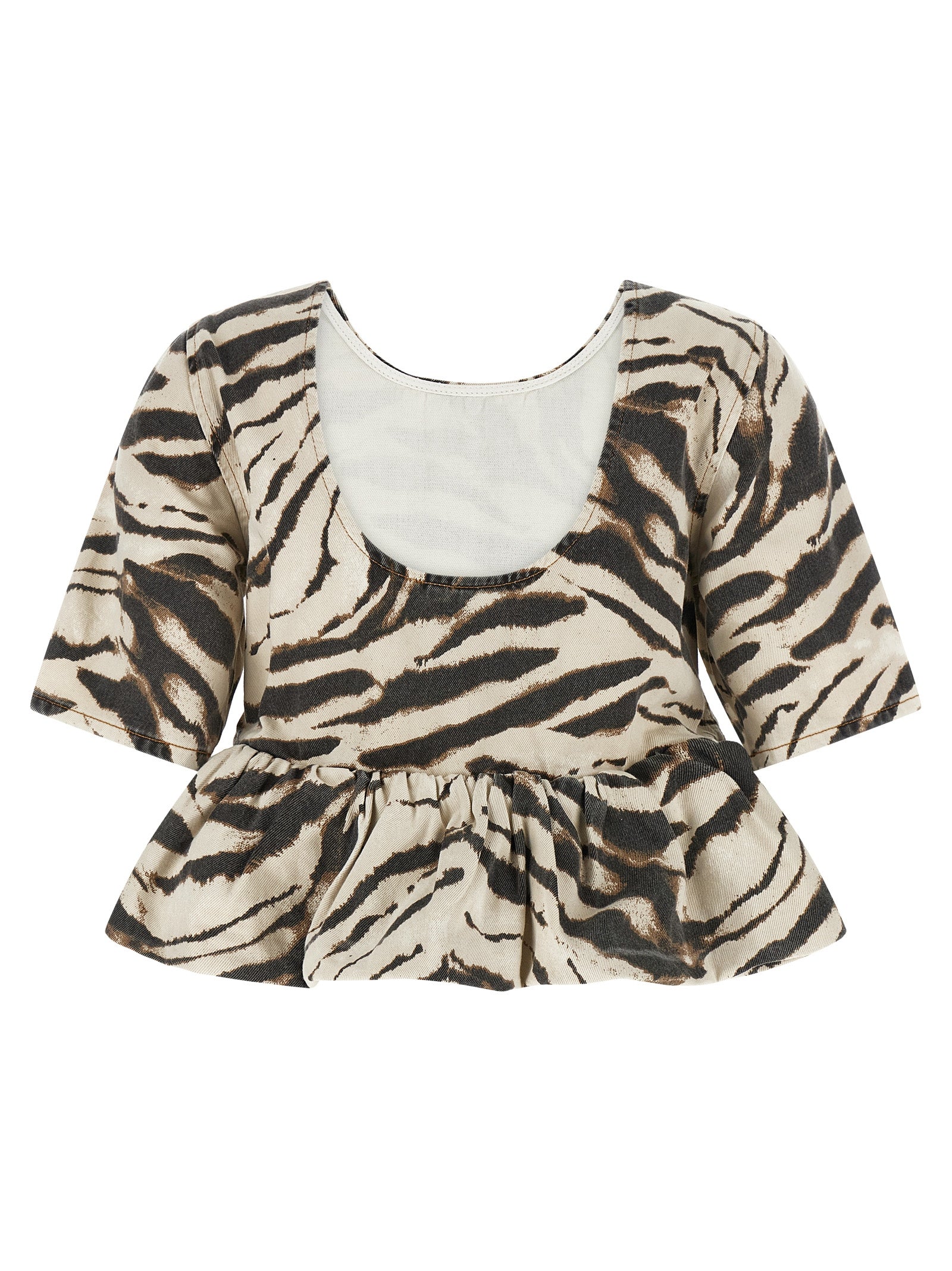 Ganni 'Zebra Denim' Top