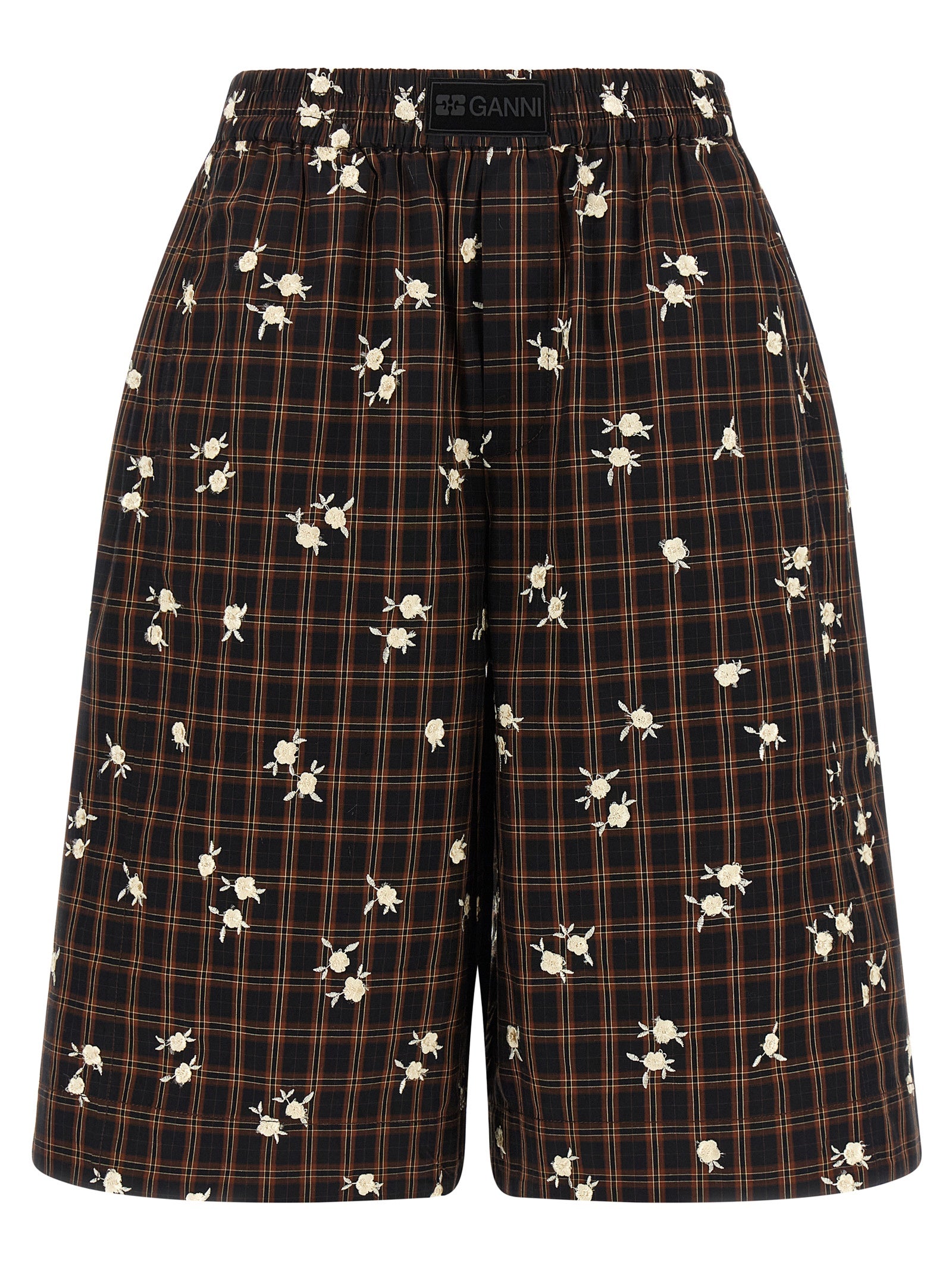 Ganni 'Check Flower' Bermuda Shorts