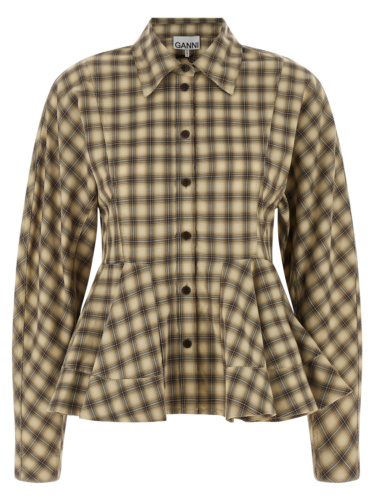 Ganni 'Check Flannel Peplum' Shirt