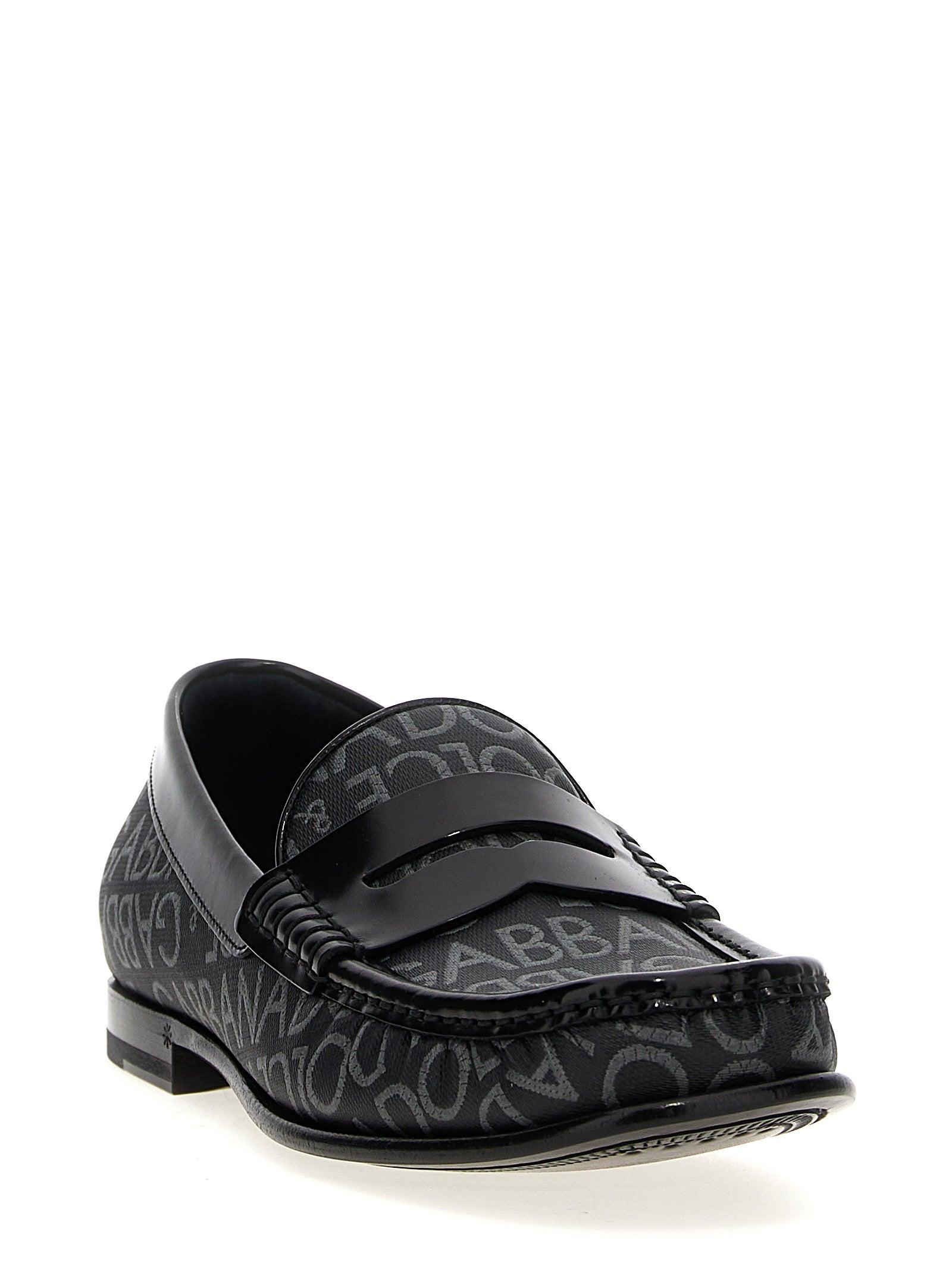 Dolce & Gabbana Logo Jacquard Fabric Loafers