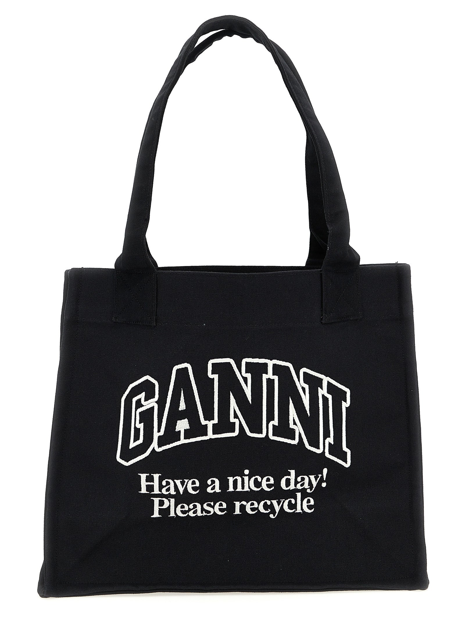 Ganni 'Large Easy Shopper Contrasted Logo' Shopping Bag