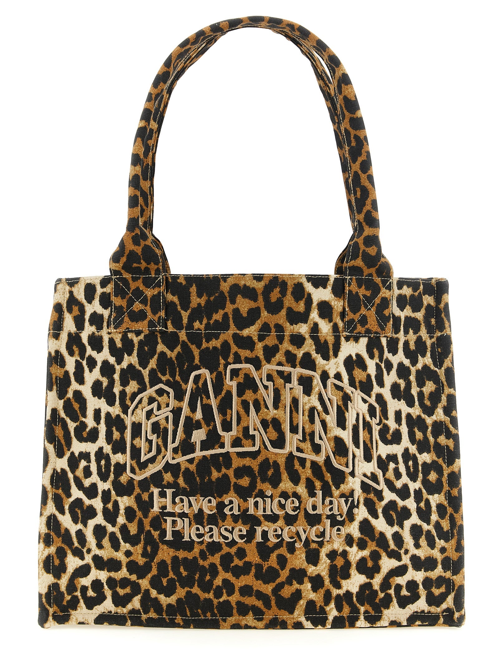 Ganni 'Leopard' Large Shopping Bag