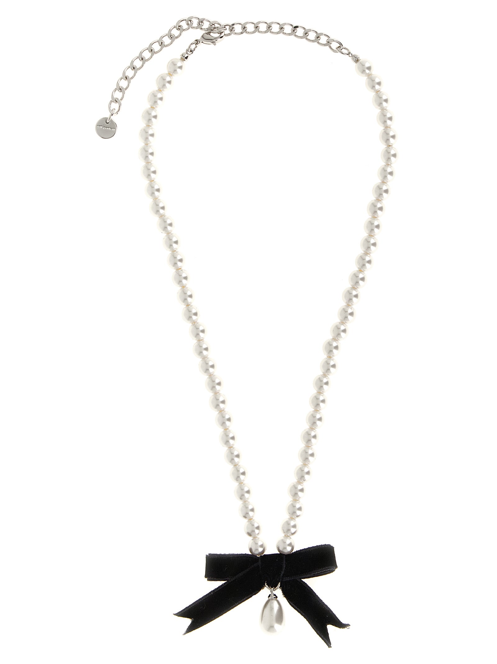 Self Portrait 'Black Bow Pearl' Necklace