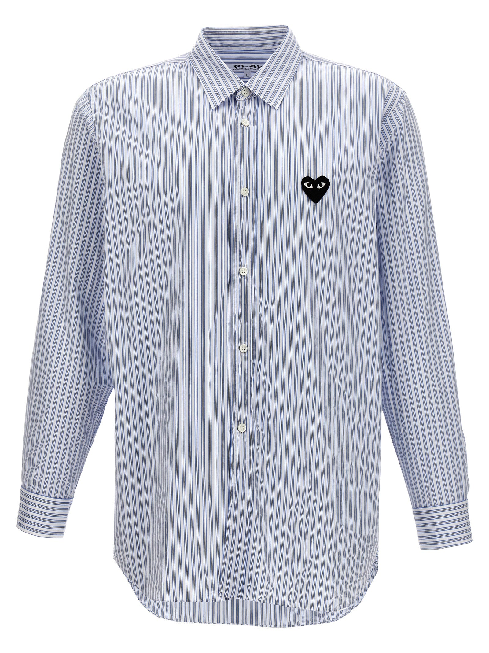 Comme Des Garçons Play Logo Patch Striped Shirt