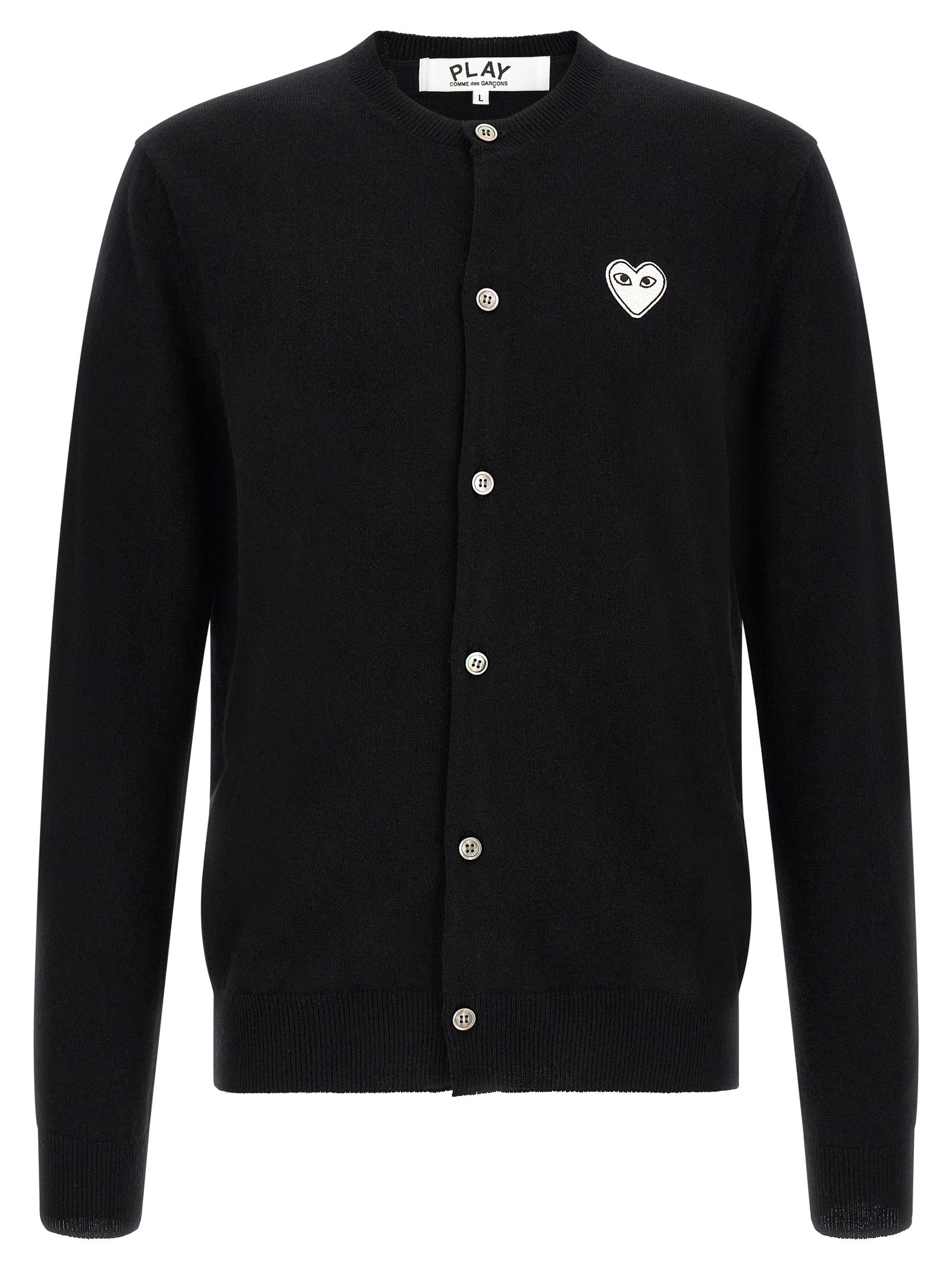 Comme Des Garçons Play Wool Cardigan With Heart Patch