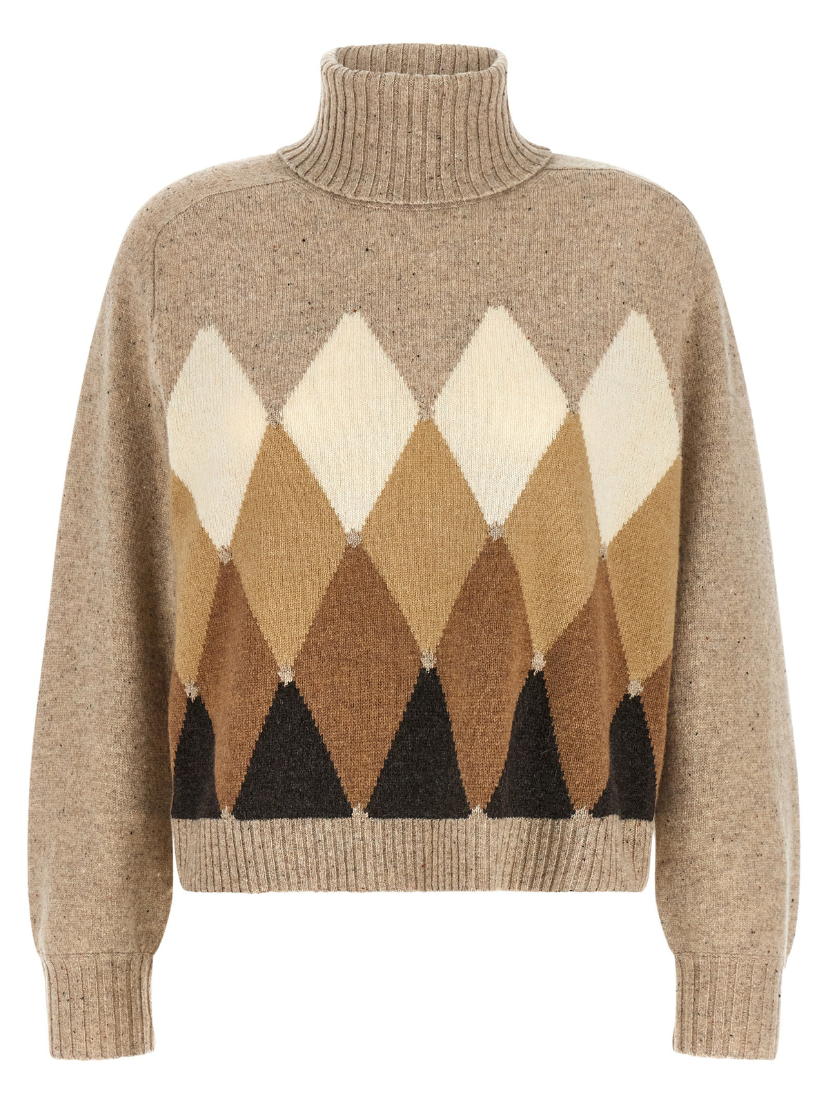 Ballantyne Beige Diamond Turtleneck Sweater