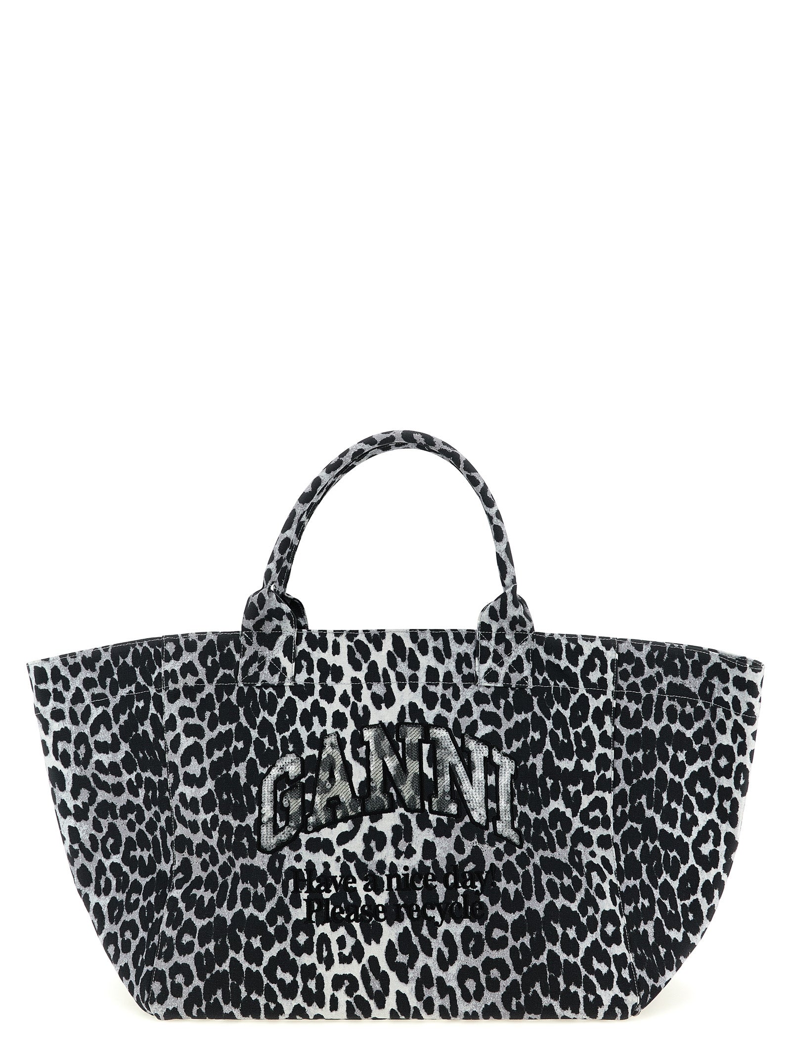 Ganni 'Leopard Sequin Xxl Tote' Shopping Bag