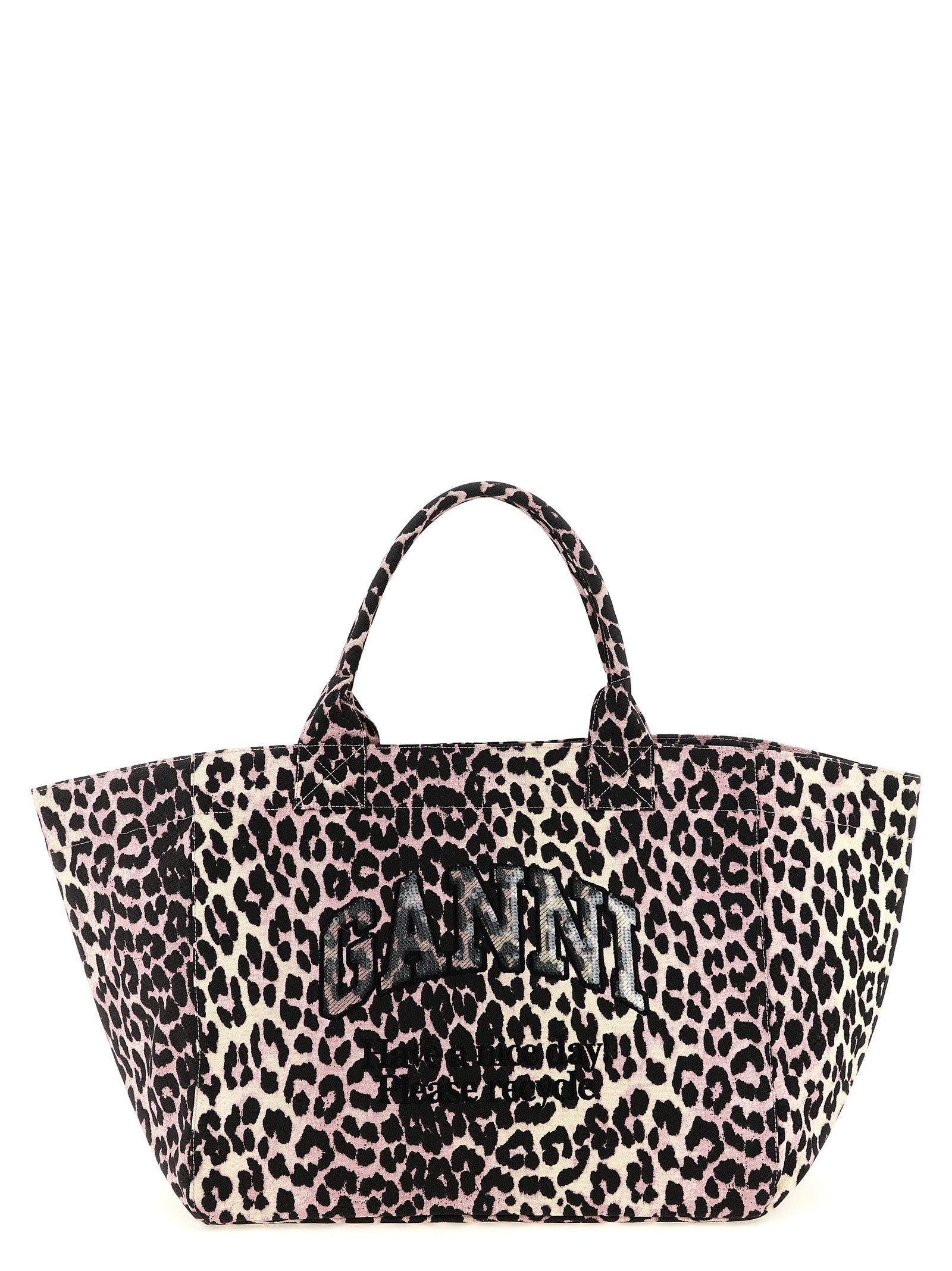 Ganni 'Leopard Sequin Xxl Tote' Shopping Bag